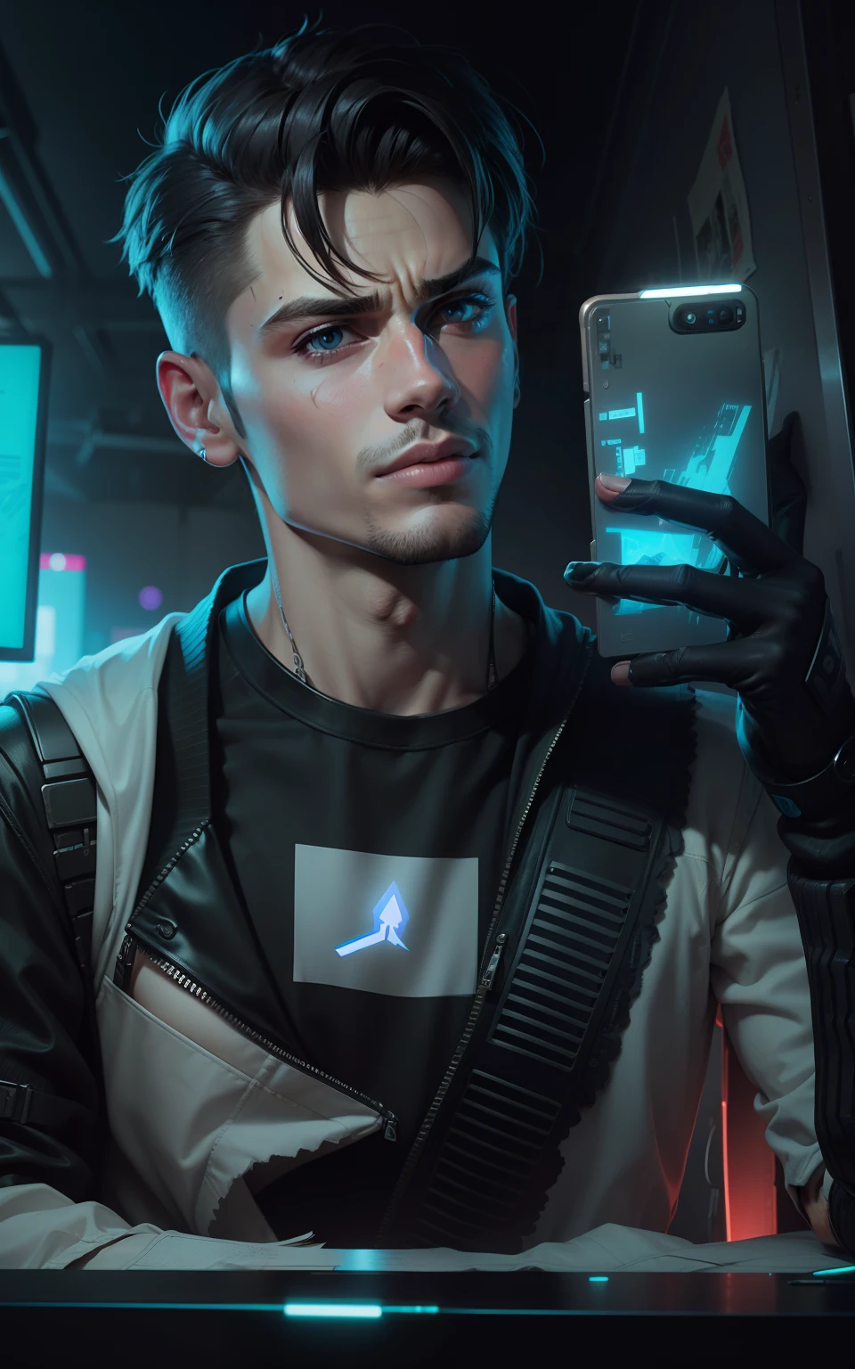 Change background cyberpunk handsome boy,realstick face,8k,ultra realstic,