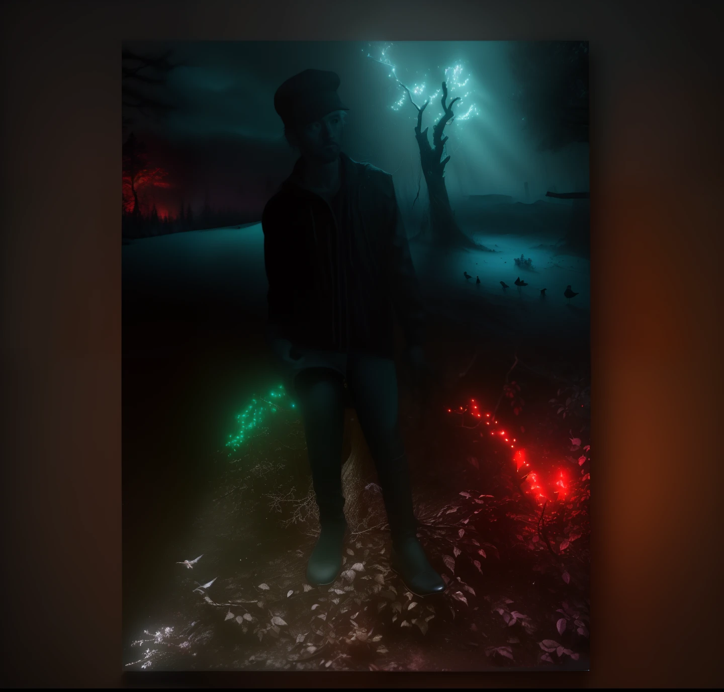 (((Colorful birds sitting on branches, dark mysterious forest, dramatic lights, dark photos, night))), Best Quality, Ultra High Resolution, (Realism: 1.4), High Resolution, Detailed, Original Photo, Sharp, by Lee Jeffries Nikon D850 Film Stock Photograph 4 Kodak Portra 400 Camera F1.6 Lens Rich Colors Hyper Realistic lifelike texture dramatic lighting unrealengine trending on artstation cinestill 800,, photorealistic, photo, masterpiece, realistic, realism, photorealism, high contrast, photorealistic Digital art trends on Artstation 8k HD High Definition