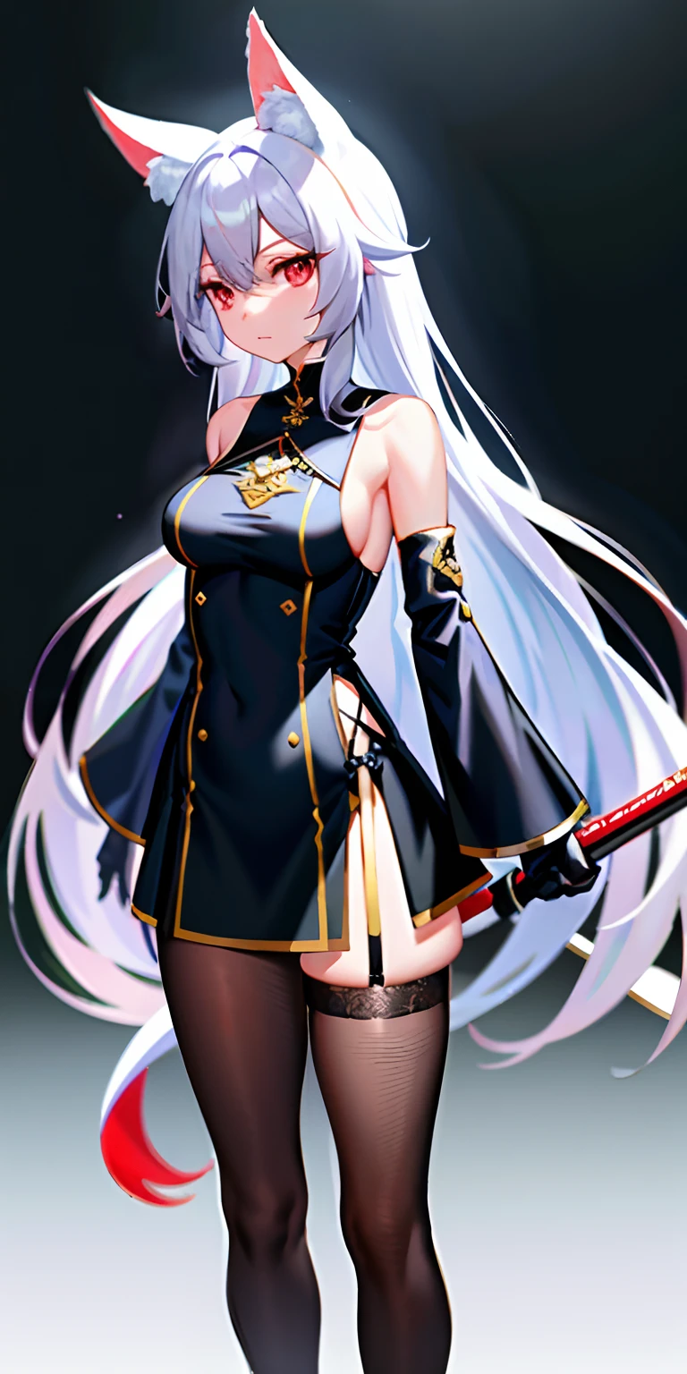 tmasterpiece,Best quality,1个Giant Breast Girl,独奏,looking at viewert,Keep one's mouth shut,mitts,shift dresses,black glove,Separate the sleeves,tmasterpiece, best qualtiy, high high quality, Good lighting, Ray traching, depth of fields, ultra - detailed, illustratio, astounding, finedetail, The is very detailed, A high resolution, Medium Shot Shot, Static mirroring stream,red color eyes,Armed with a black sword,1girll, 独奏, long whitr hair, looking at viewert, By bangs, mitts, shift dresses, jewely,Poor milk,The legs are slender, long whitr hair, greyt hair, standing on your feet, 耳Nipple Ring, Boots, black glove, shift dresses, Chinese outfit, porcelain,elegant gown, hair stick, Separate the sleeves, hair adornments,White cat ears ,Vulnerable girls,Cold silence, exteriors, Lakeside in the moonlight,She has two kittens by her side
