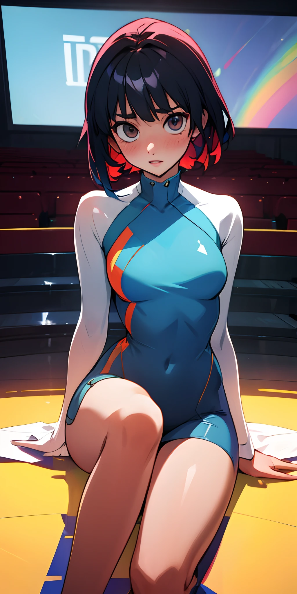 Ultra HD sexy student transparent clothes looking at the audience shy open thighs sitting on the ground the best