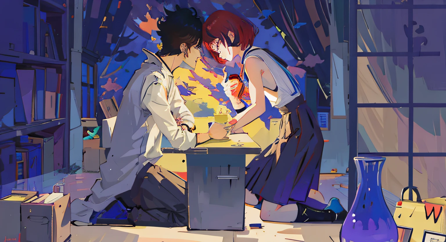 Anime style illustration, zerochan art, author:Uesaka Seka, by Kamagurka, conrad roset and makoto shinkai, author:New Art, zerochan, anime scene, author:Kiyochika Kobayashi, author:Kikukawa Sakaeyama,Official art illustration,