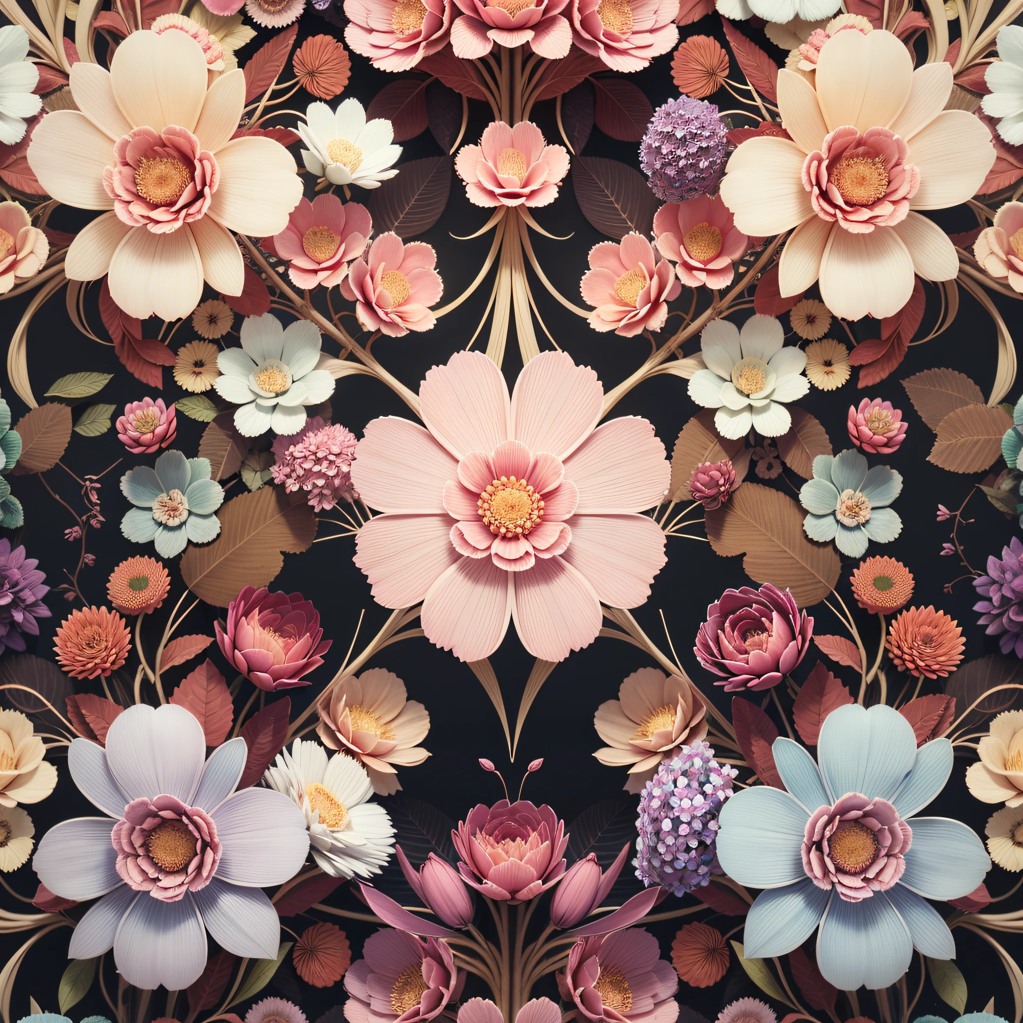 seamless 3d floral pattern multi colored