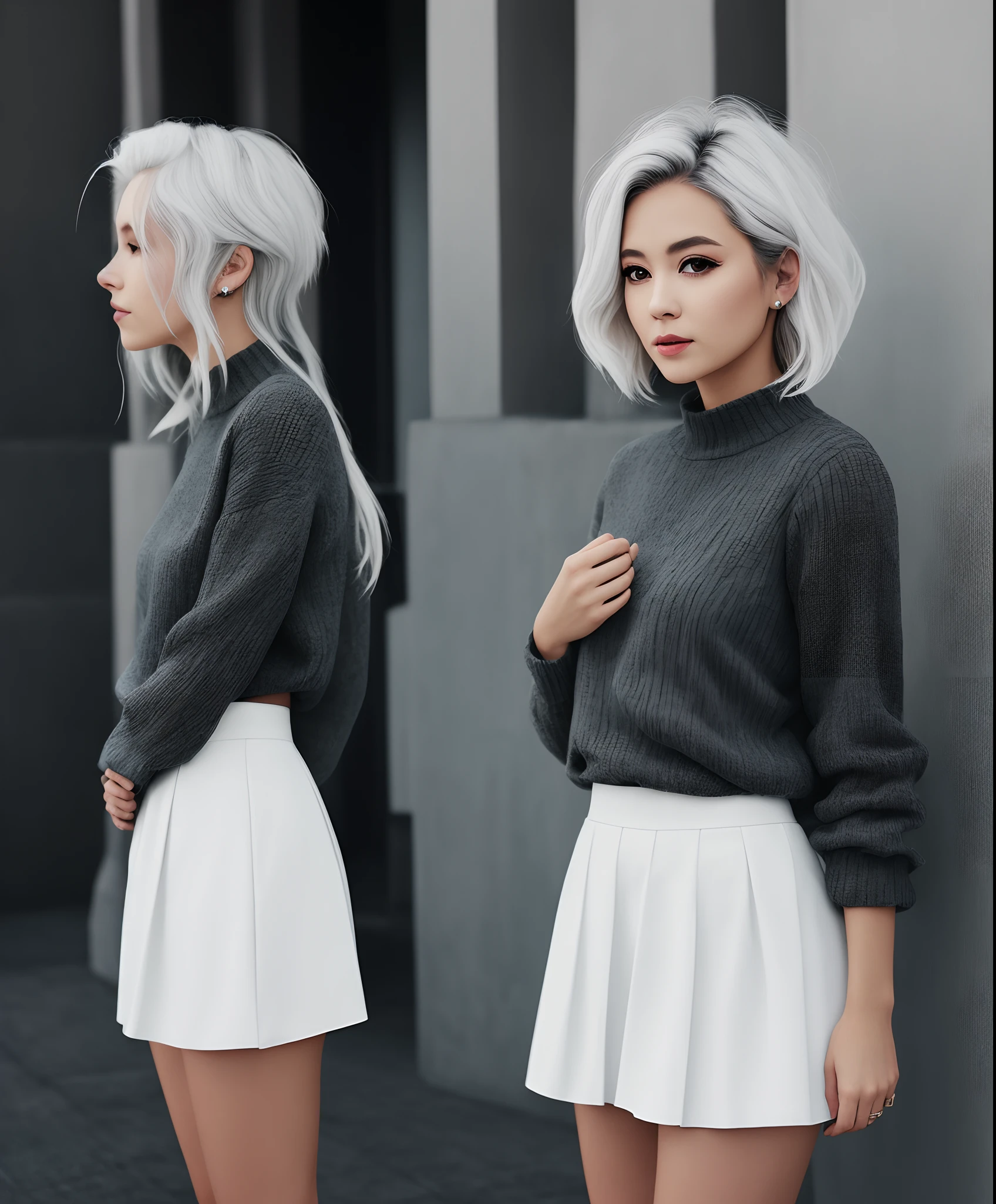 Two-dimensional skirt white hair photo