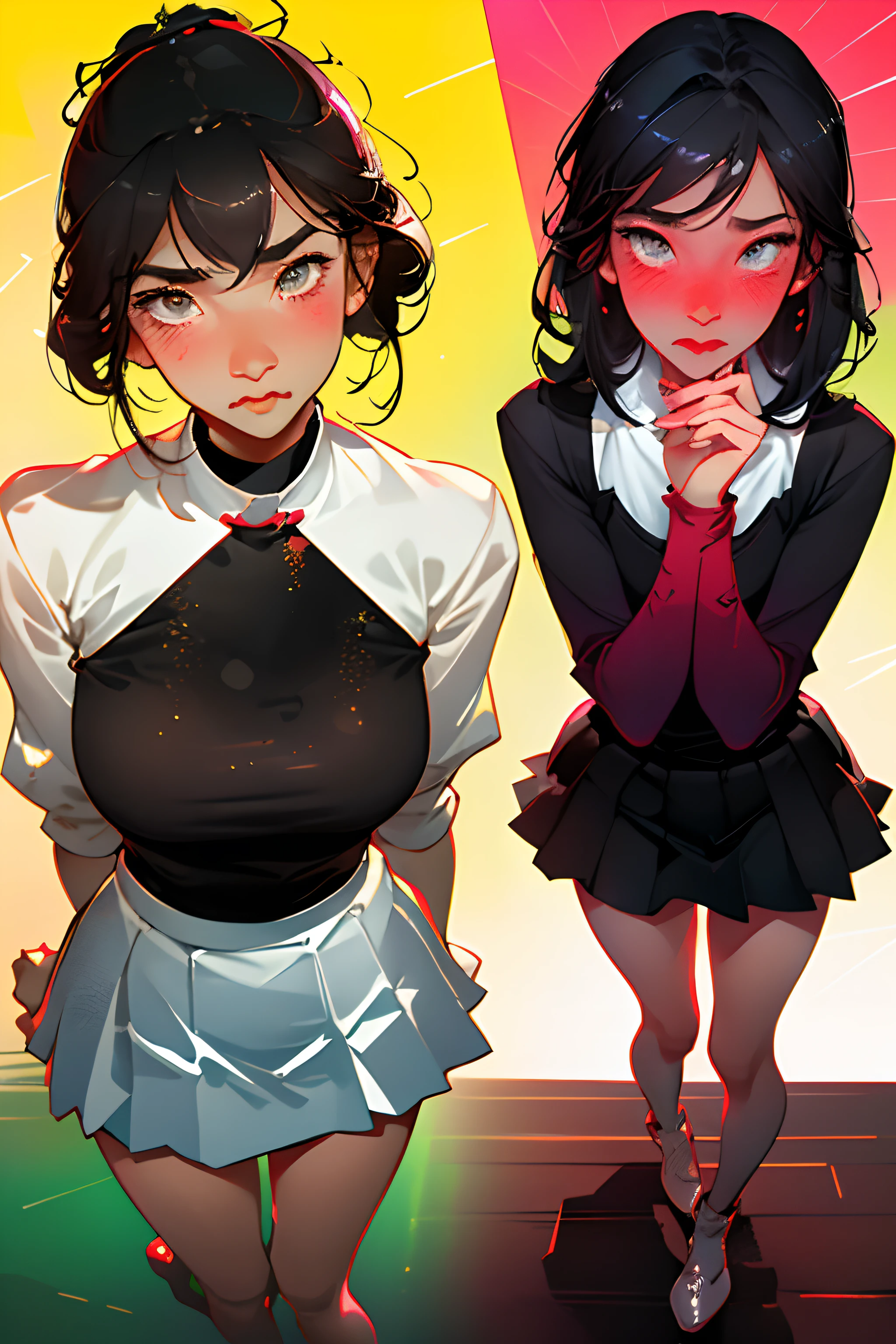 Kizi，full face blush，steamy，sweat leggs，and the tongue sticks out，embarressed，looking to the front，Best quality at best，roll eyes，Love is everywhere，Short skirts for women，whiteskin