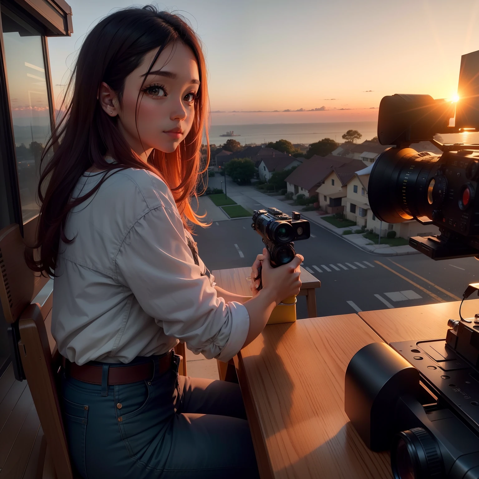 Sunset, evening glow, distant view, realistic, rich colors, gorgeous and colorful, wide-angle lens, shooting in the evening, positive film, naturalistic style, high-definition filming.