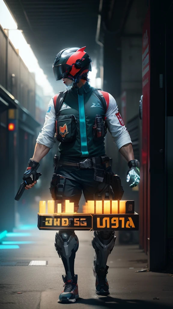 Six pack, anime body, full face helmet Level 3 gaming bagraund