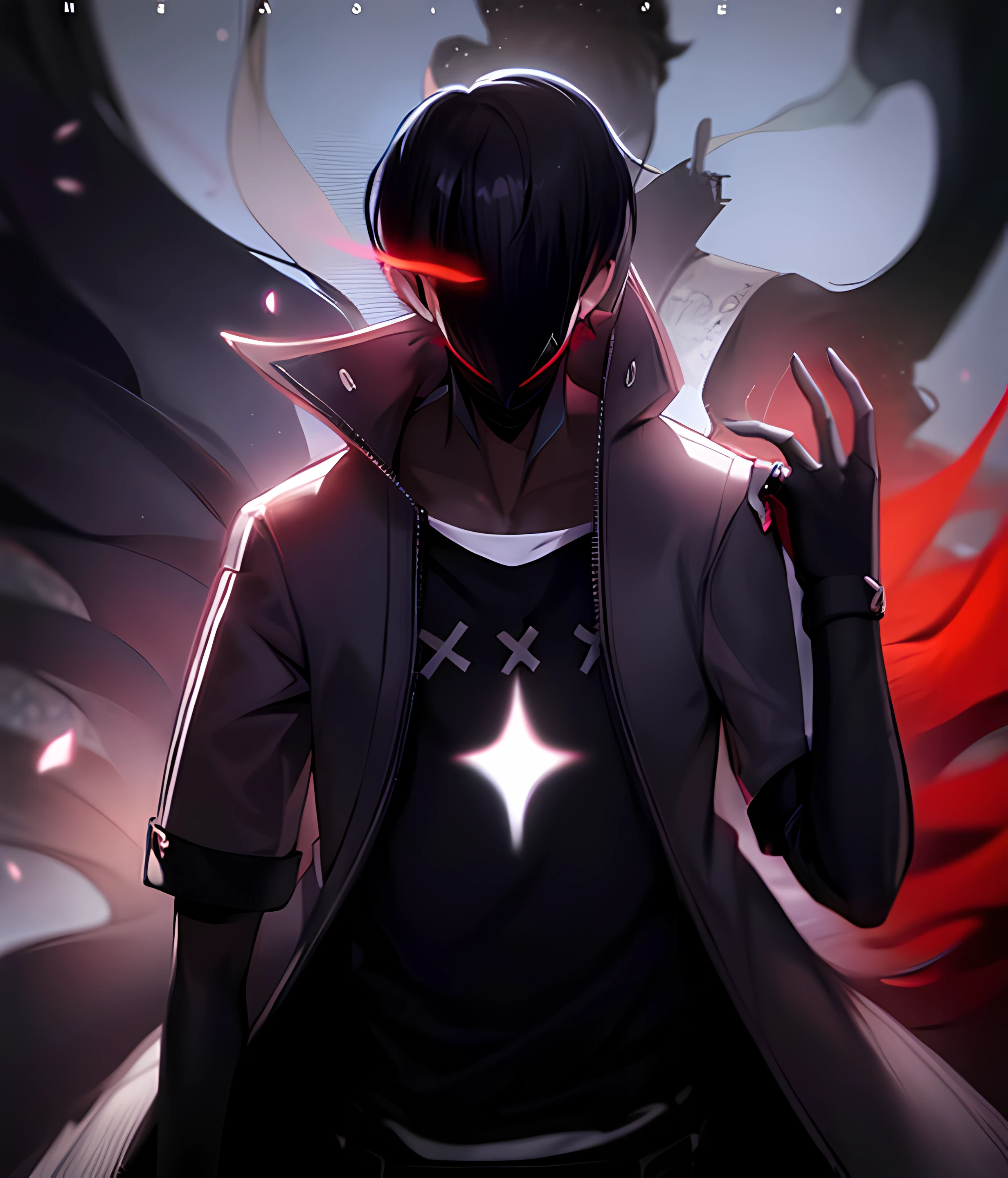 cara anime com um cabelo preto e um casaco branco e uma capa vermelha, Epic anime style, foto de perfil 1024px, Gatilho Estilo de Arte de Anime, Okata Kazuto., capa de anime, Anime Wallaper, badass anime 8 k, personagem estilo anime, Estilo anime 2022, 2 0 2 2 estilo anime, fanart oficial, estilo anime masculino