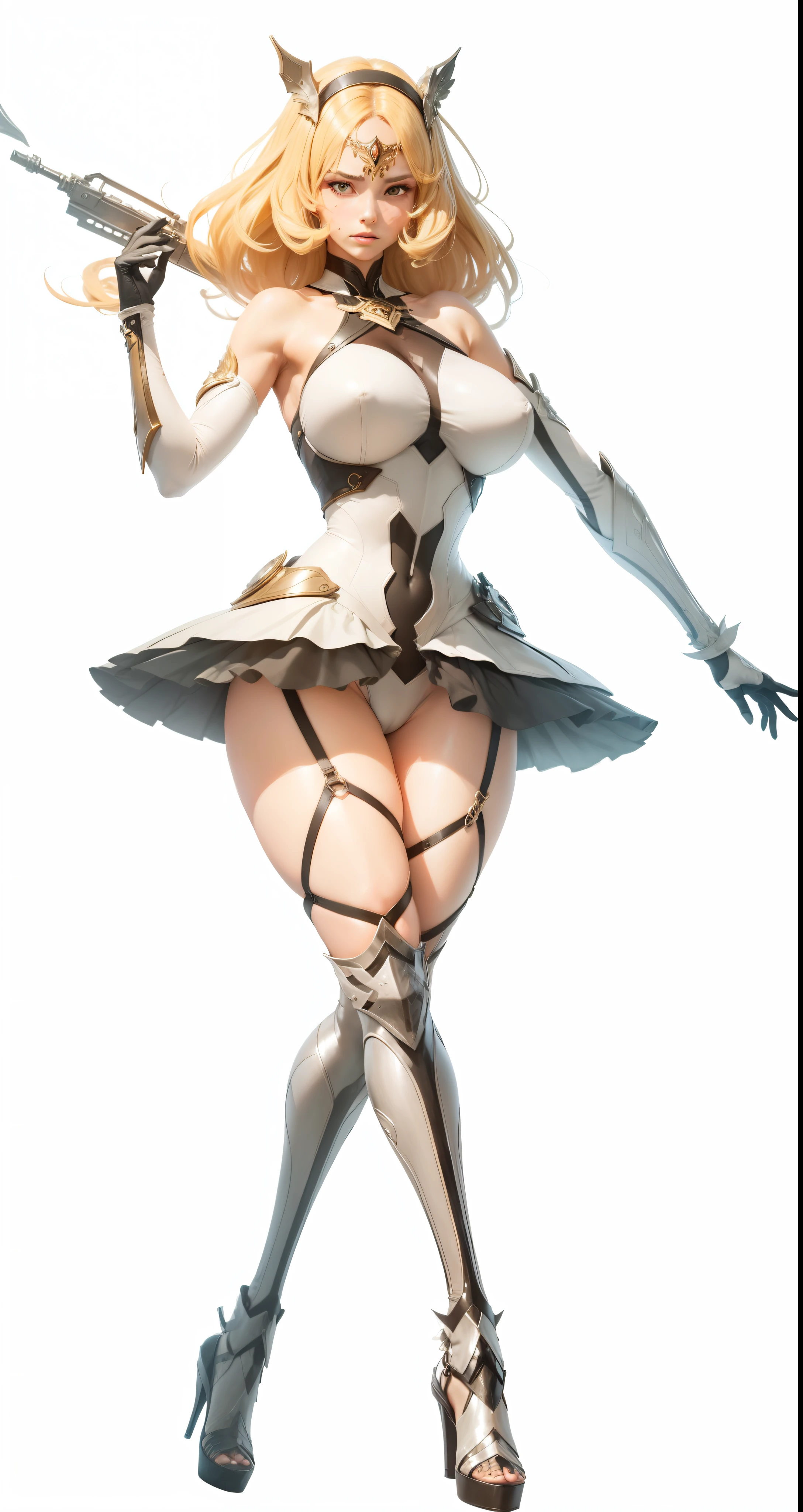 a girl, His body matured into its adult proportions, stands out as the central figure of this piece. Her silhouette is characterized by fully developed breasts, quadris mais largos, e cintura definida, enhancing her feminine allure. Her skin is fair, with a natural variation of tone that deepens around her – a subtle detail that underscores the authenticity of her depiction, Seios enormes