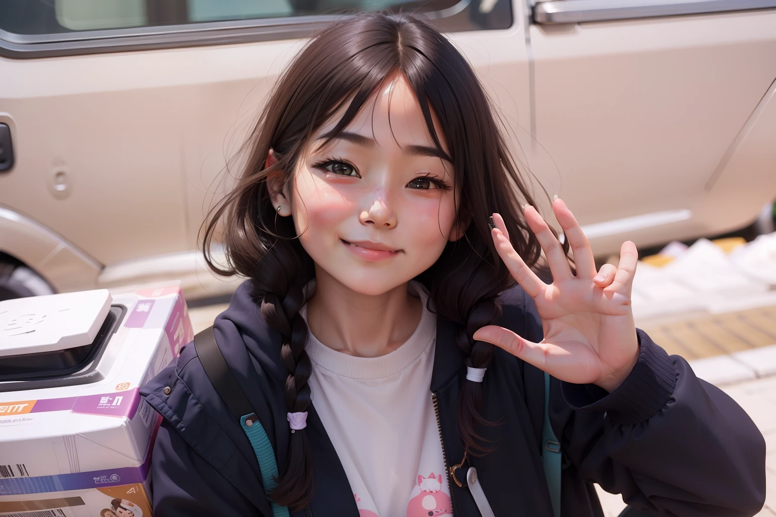 A round-faced girl smiled at us