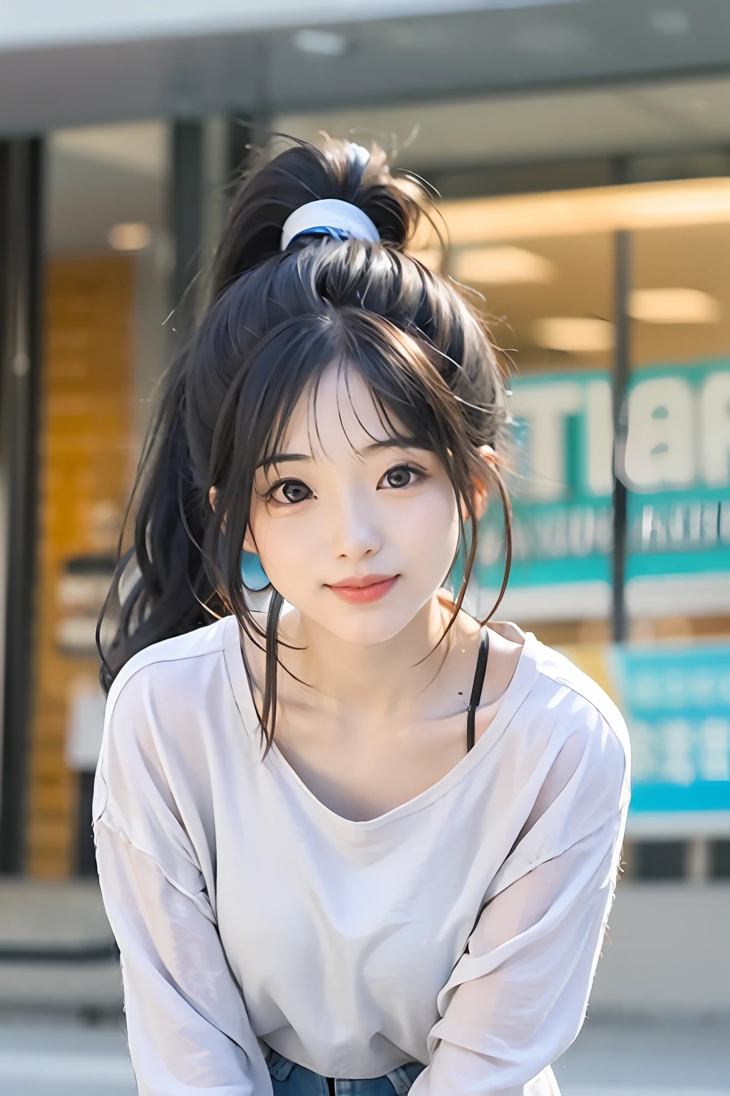 Arakfi Asian woman sitting on a bench in front of the store, ulzzangs, Korean girl, young lovely Korean faces, girl cute-fine face, beautiful Korean women, Beautiful Asian girl, Beautiful young Korean woman, young cute wan asian face, Chinese girl, south east asian with round face, wan adorable korean face, Gorgeous young Korean woman