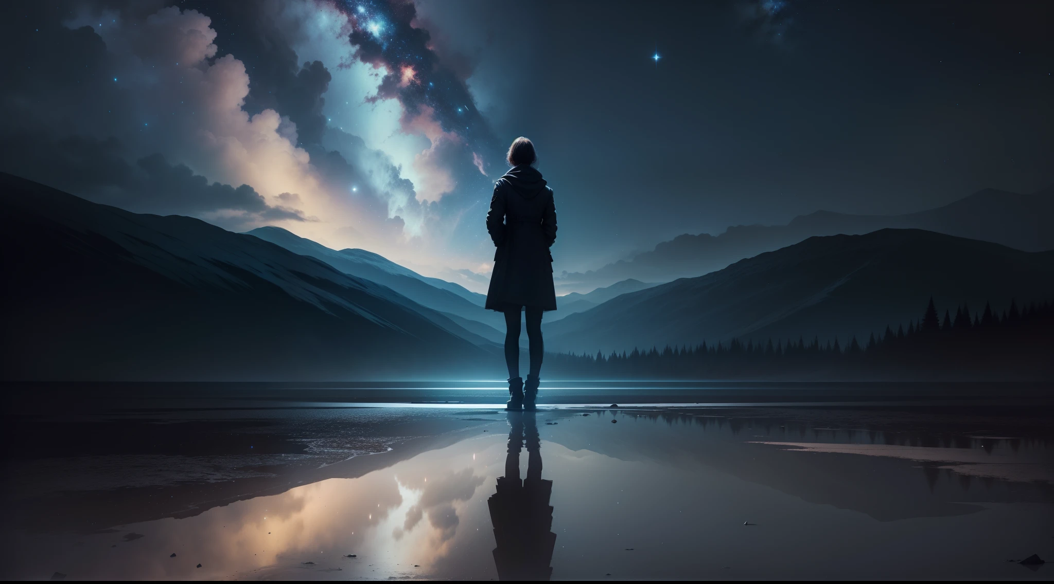 a vast,Grandiose,Empty and uninhabited,bright,starrysky
