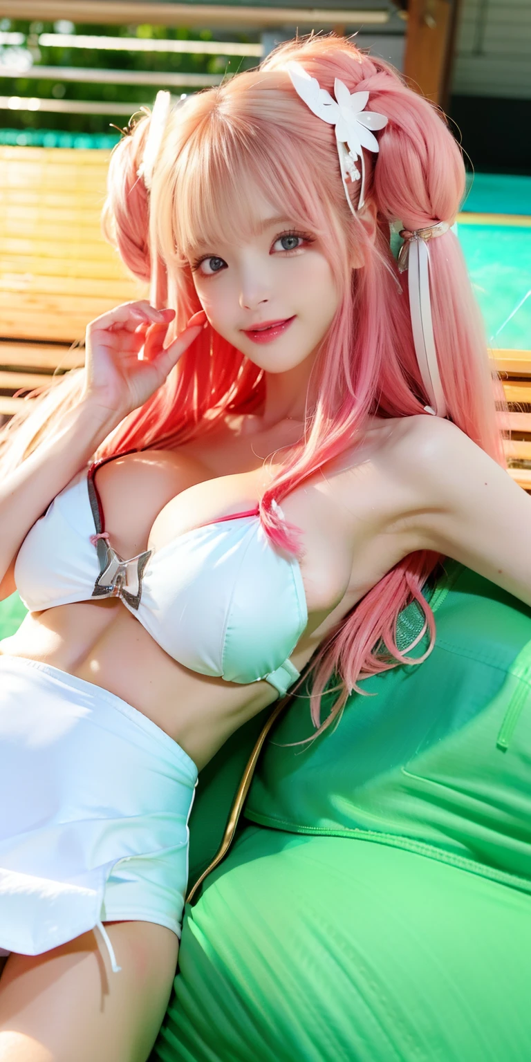 (8K, 4K, Best quality, A high resolution:1.2), (marsterpiece, Realistic, photograph realistic:1.37), 1girll, Solo, Beautiful face, eyeslashes, nase, Glossy lips, (Detailed eyes, view the viewer, Fair skin, White skin:1.5), fine complexion, Upper body,
Large breasts, Busty, , (:1.5),
Outdoor onsen,Astringency,Exposed,naked
Both sides face up, Absurdly long hair, Blonde hair, Pink hair, bangs, hair adornments, bow,
Younger, aged down,