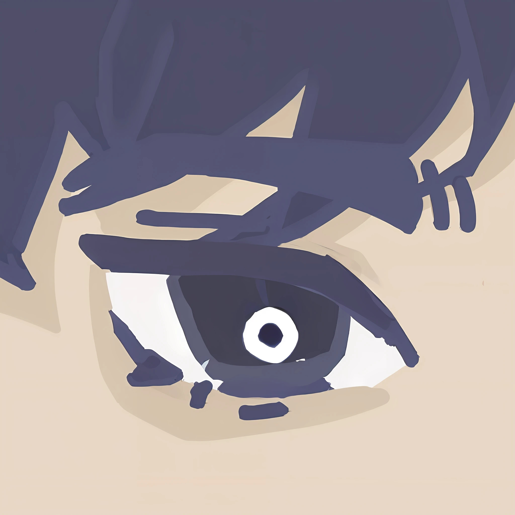 Anime boy with black hair and blue eyes staring at something, Obscured eyes, flat anime style shading, heavy eyes to the side, Detailed pupils, large anime eyes, 2 d anime style, Detailed anime face, unsettling look in the eyes, huge anime eyes, detailed anime eyes with pupils, subtle anime style, horrified look in his eyes