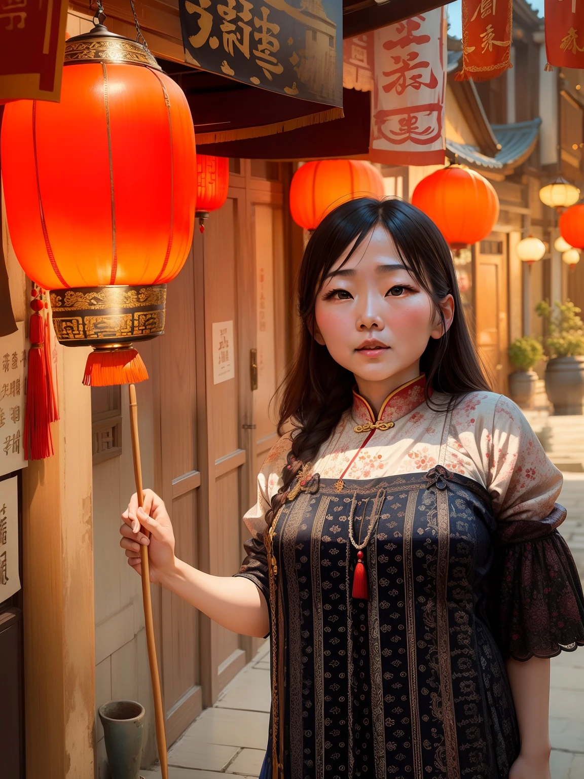 China-style,quaint buildings,Elegant picture composition,Traditional and delicate painting style,Strong cultural atmosphere,Ancient music,Mysterious legends,Chinesedress,Exquisite accessories,Blue sky and bright moonlight,A moving melody of a traditional instrument。