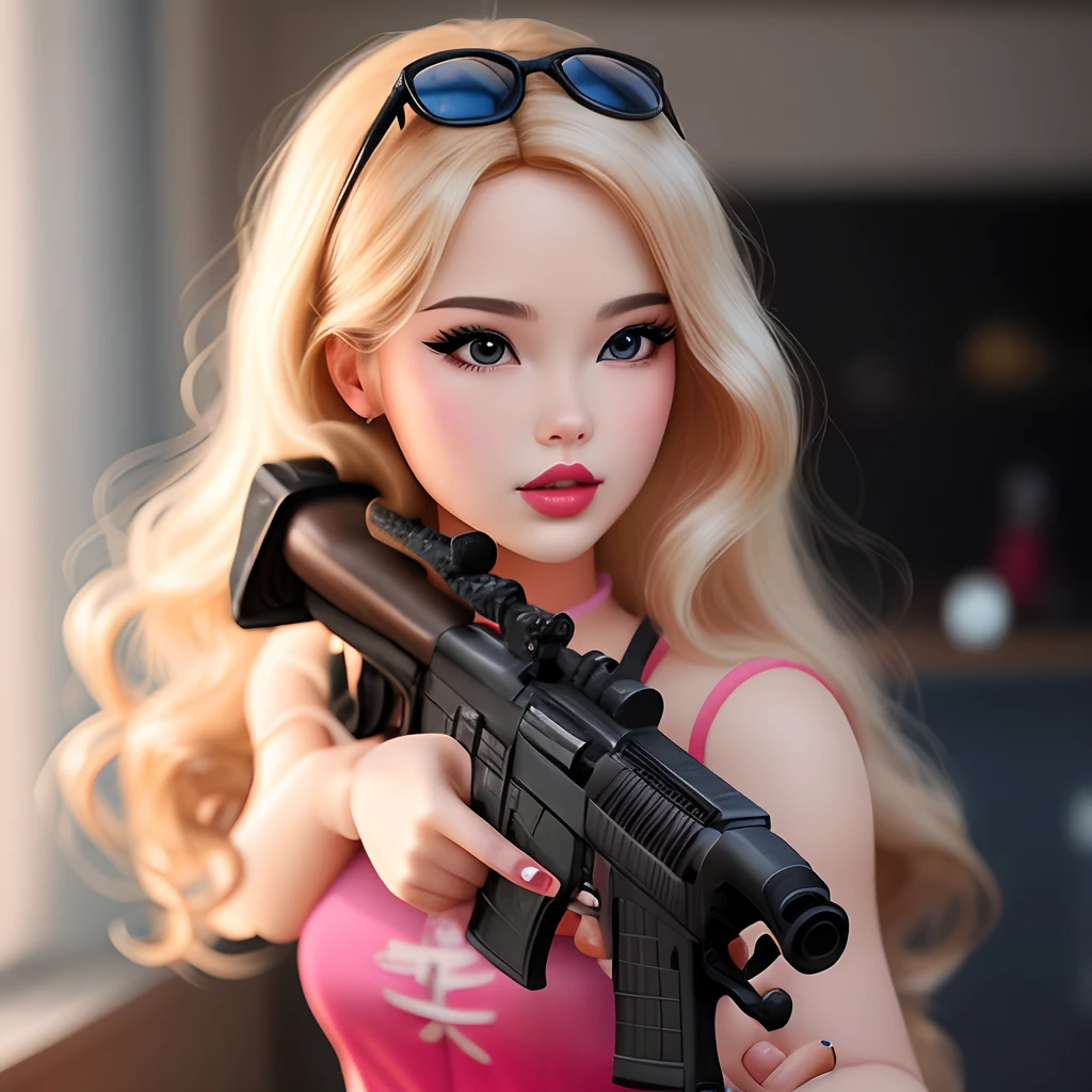 Barbie with gun