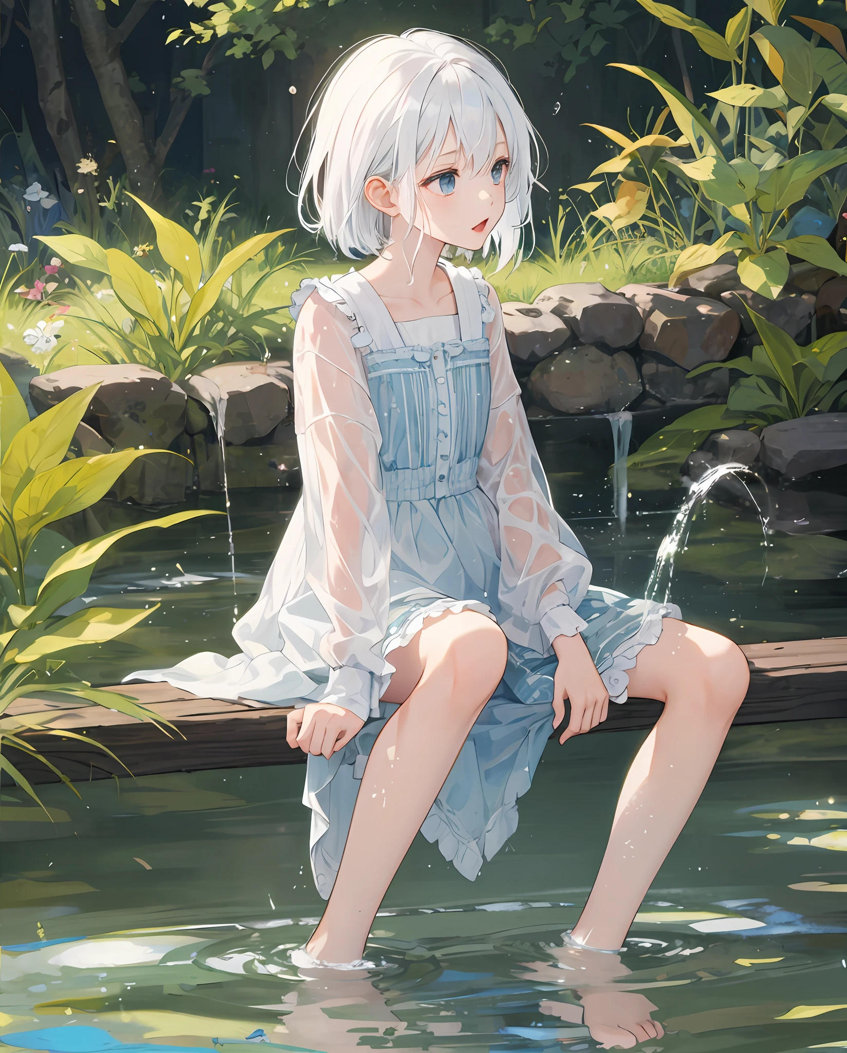 girl with white hair,Lick your feet,《soaking wet》,