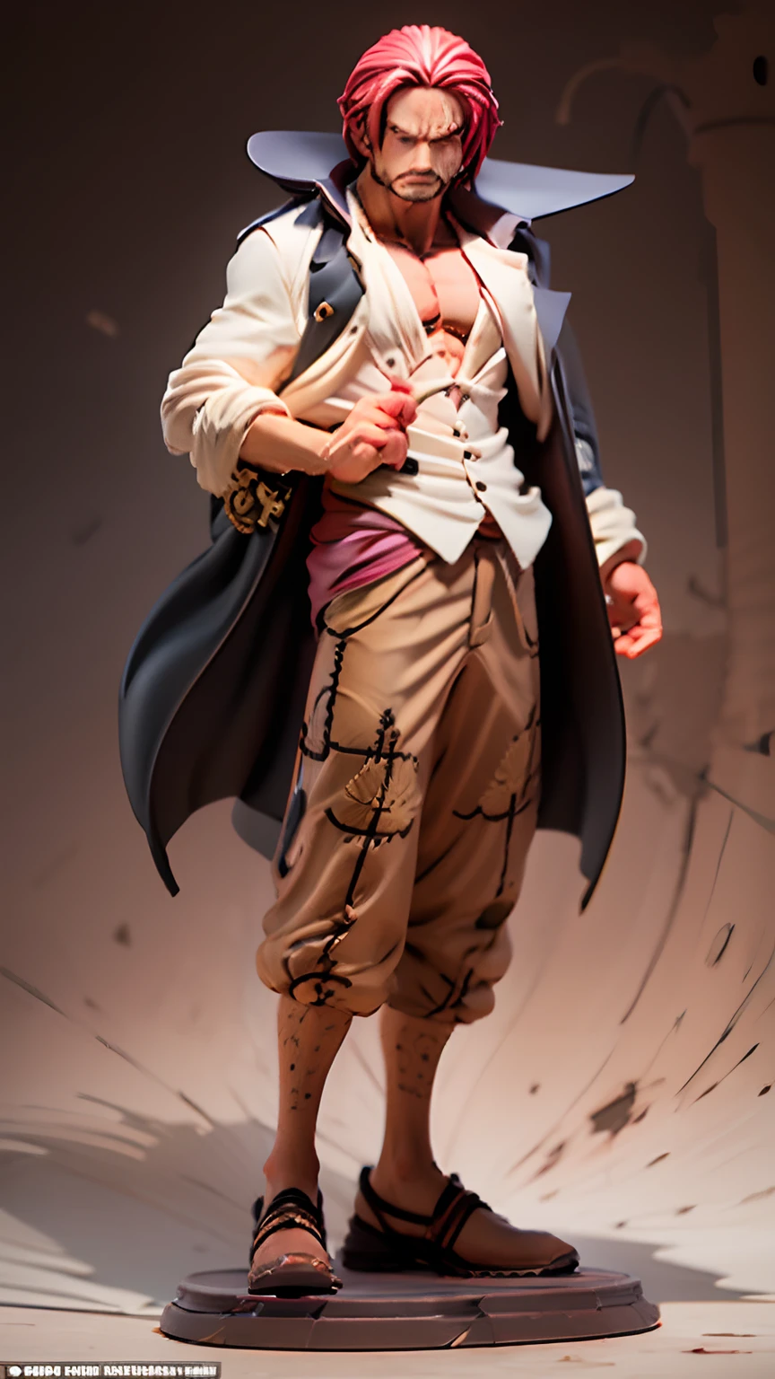 masterpiece, best quality, ultra-detailed, adult Shanks, 1boy, solo, Full body, wearing suits, detailed face, day, full body, male focus, perfect hands, (((chibi style))), figure, action figure
