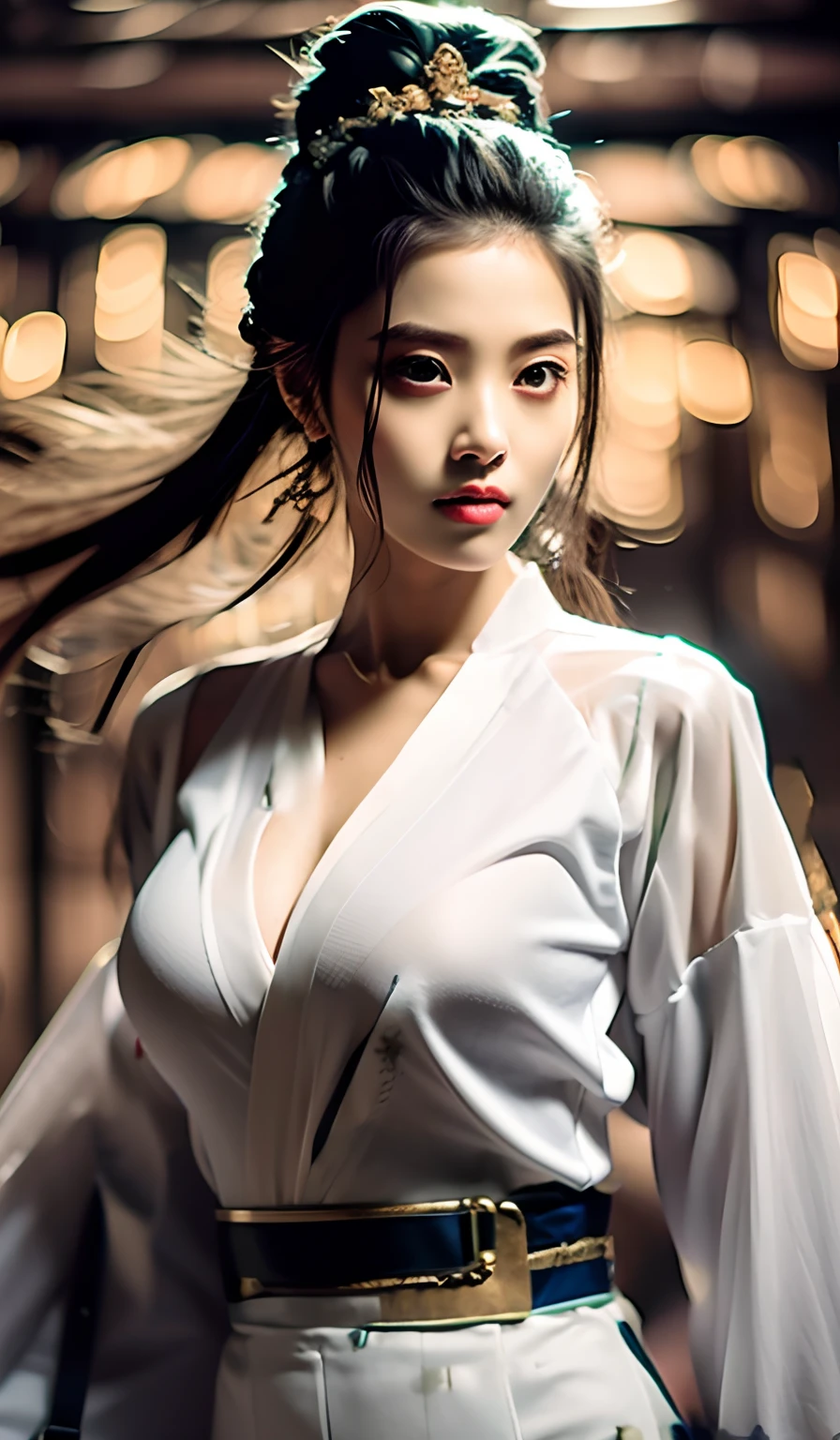 cropped shoulders,White shirt,cleavage。Raised sexy。