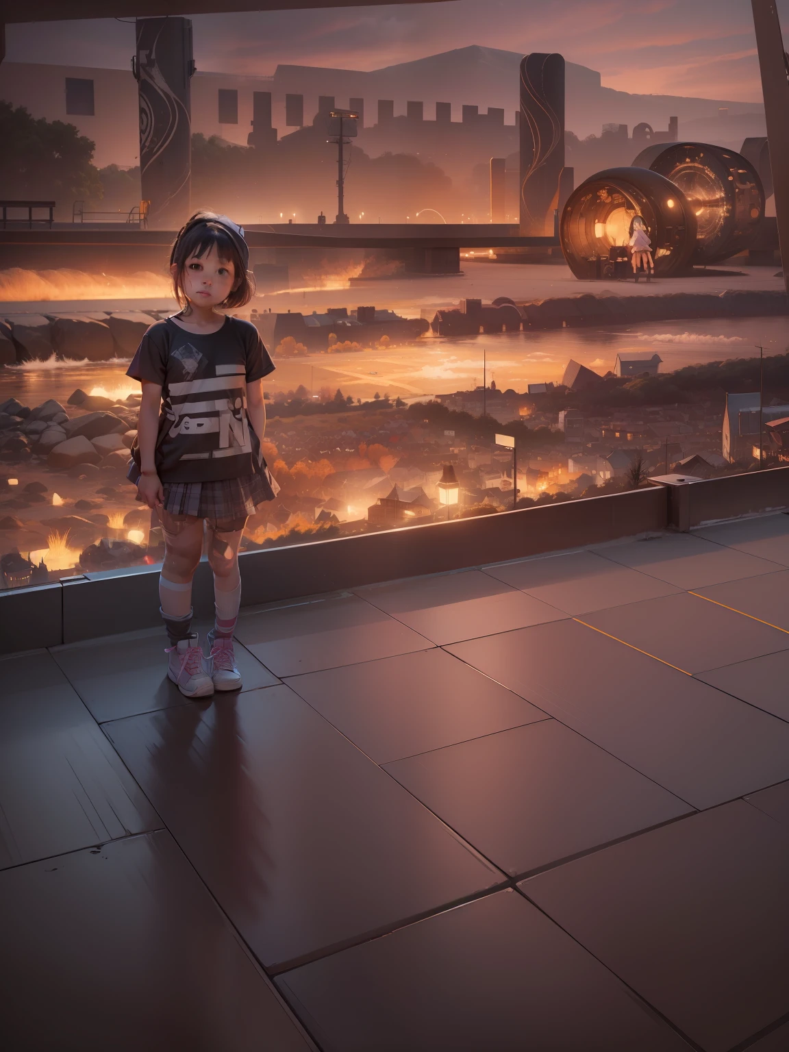 P into a little girl in a skirt