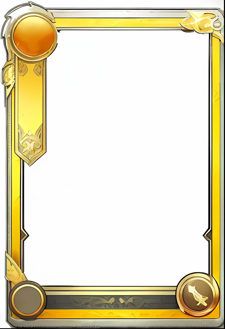 Picture of gold frame with gold and black border, game card frame, game overlay, Card templates, Card frame, ornate border + concept-art, Mobile game background, tarot frame, card back template, ornate gold border, crisp clear rpg portrait, anime frames, ornate frame, ui card, ornate border frame, golden frame, white outline border