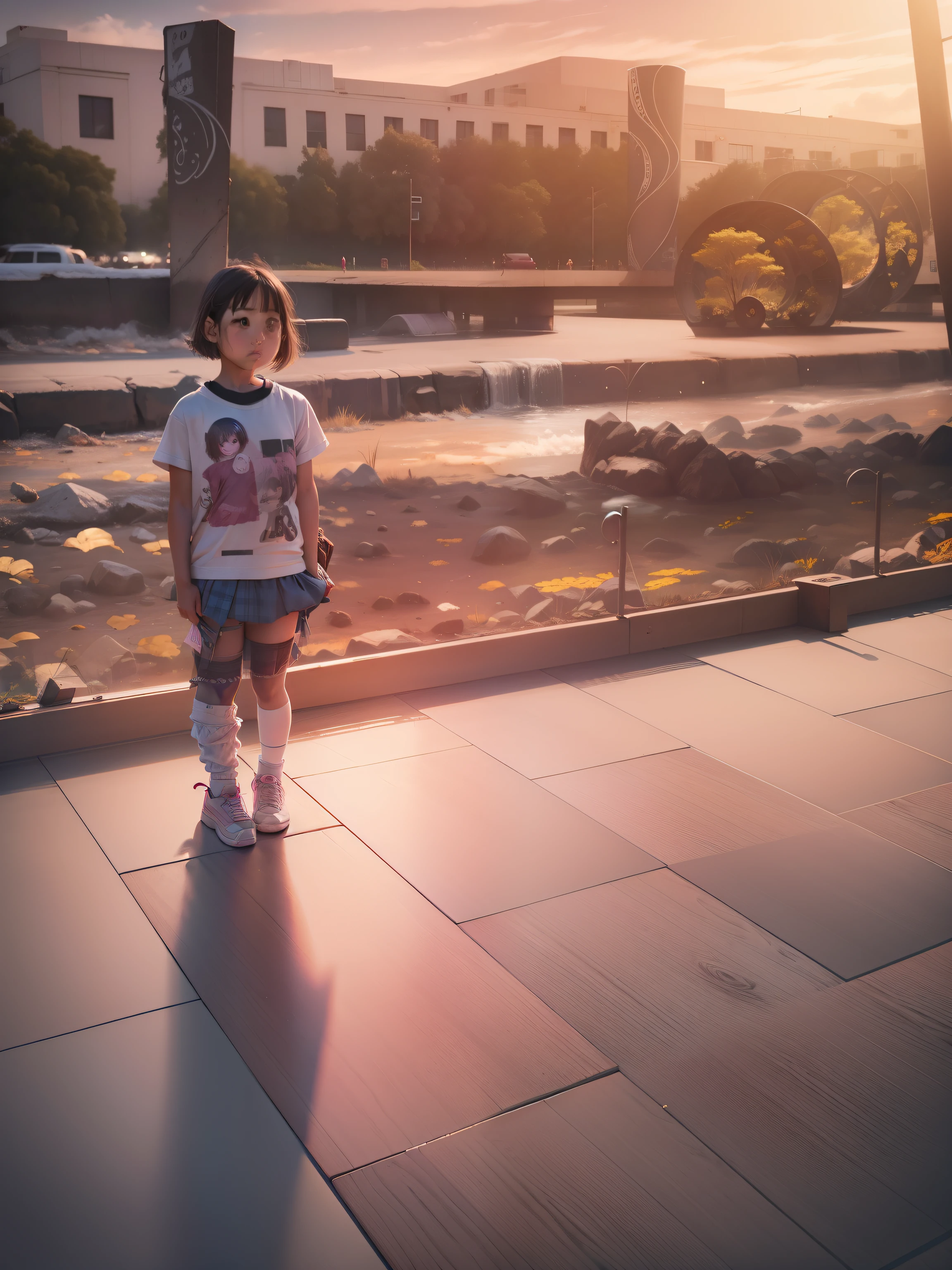 P into a little girl in a skirt