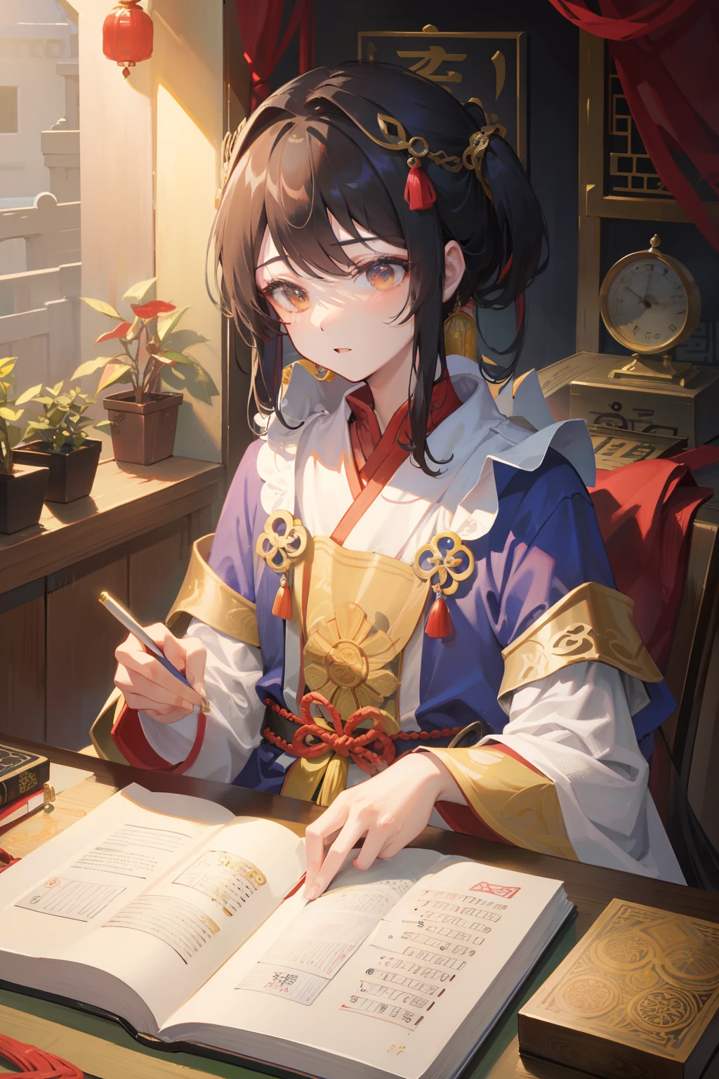Gossip,I Ching,Wu Xing,The Yellow Emperor's Inner Canon,Compendium of Materia Medica,woman,whaite hair,Doctor: Yes,taichi