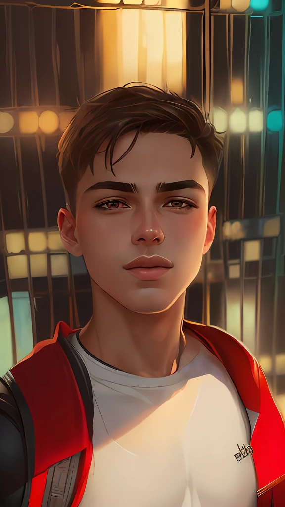 (Award Winning Digital Artwork:1.3) of (Sketch:1.3),(Energetic:1.3) Spidey, EmmaRob,CGSociety,ArtStation,(Saturated:1.3),(close portrait:1.3),(Feminine:1.4),(beautiful:1.4),(attractive:1.3),handsome,calendar pose,perfectly detailed eyes,studio lighting,thematic background, original face,16year old boy, handsome boy