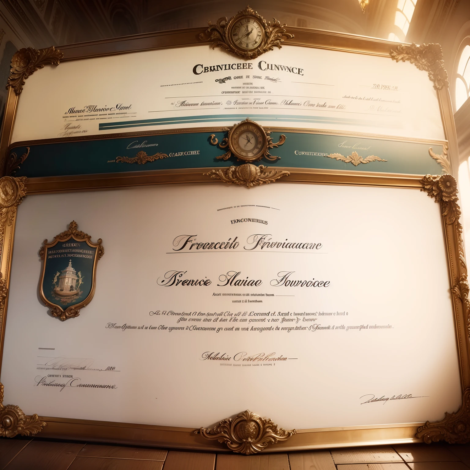 French Antiques Cursive Railway company stock certificates bloo Vintage
