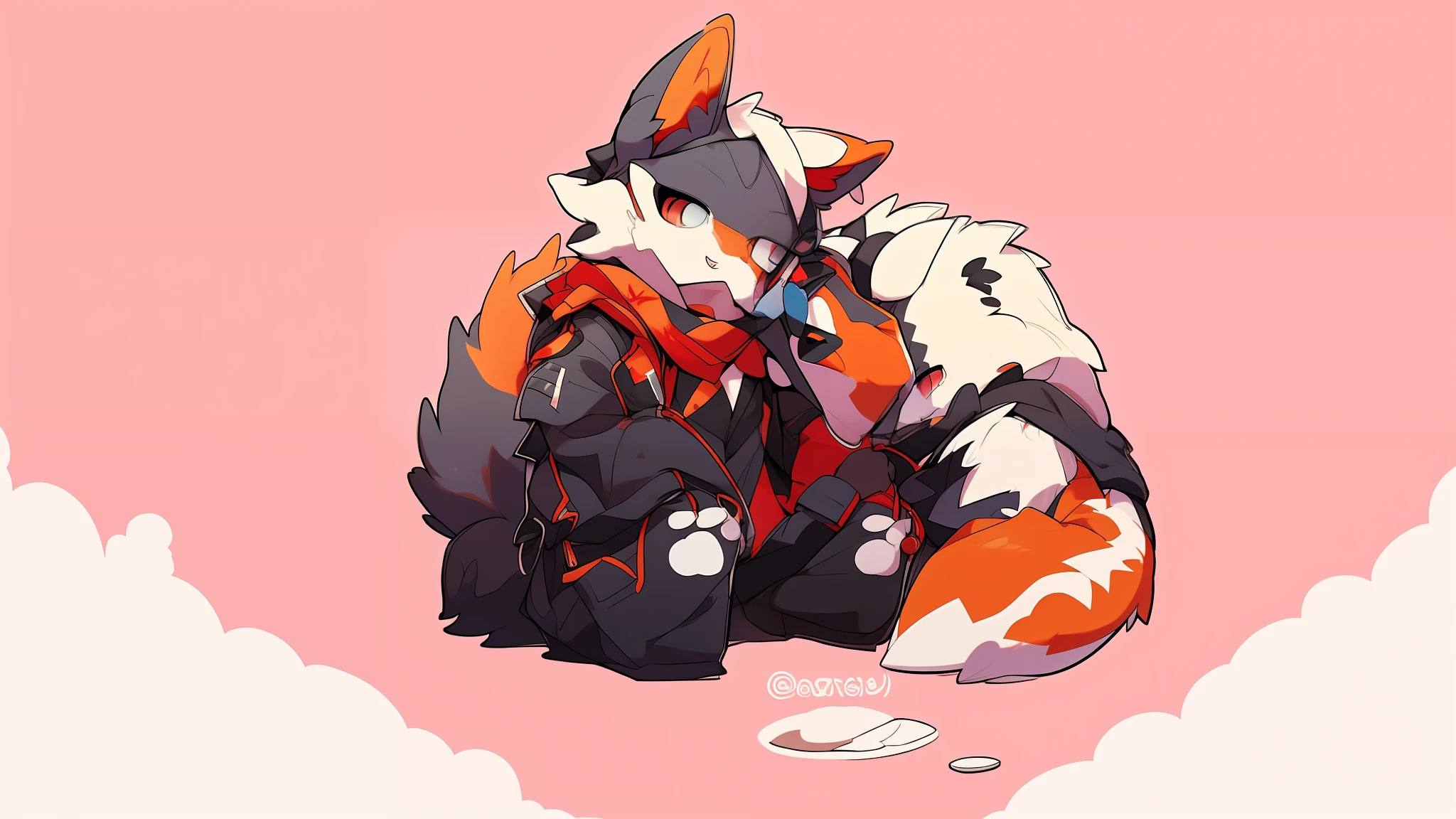 There is a caricature of a wolf wearing a white mask, fursona art, Furry art!!!, fursona!!!!, zorua pokemon, very very beautiful furry art, fursona furry art commission, High-quality fanart, anthropomorphic racoon, pokemon art style, gengar, koda kazuma, an anthro wolf, cel - shaded art style