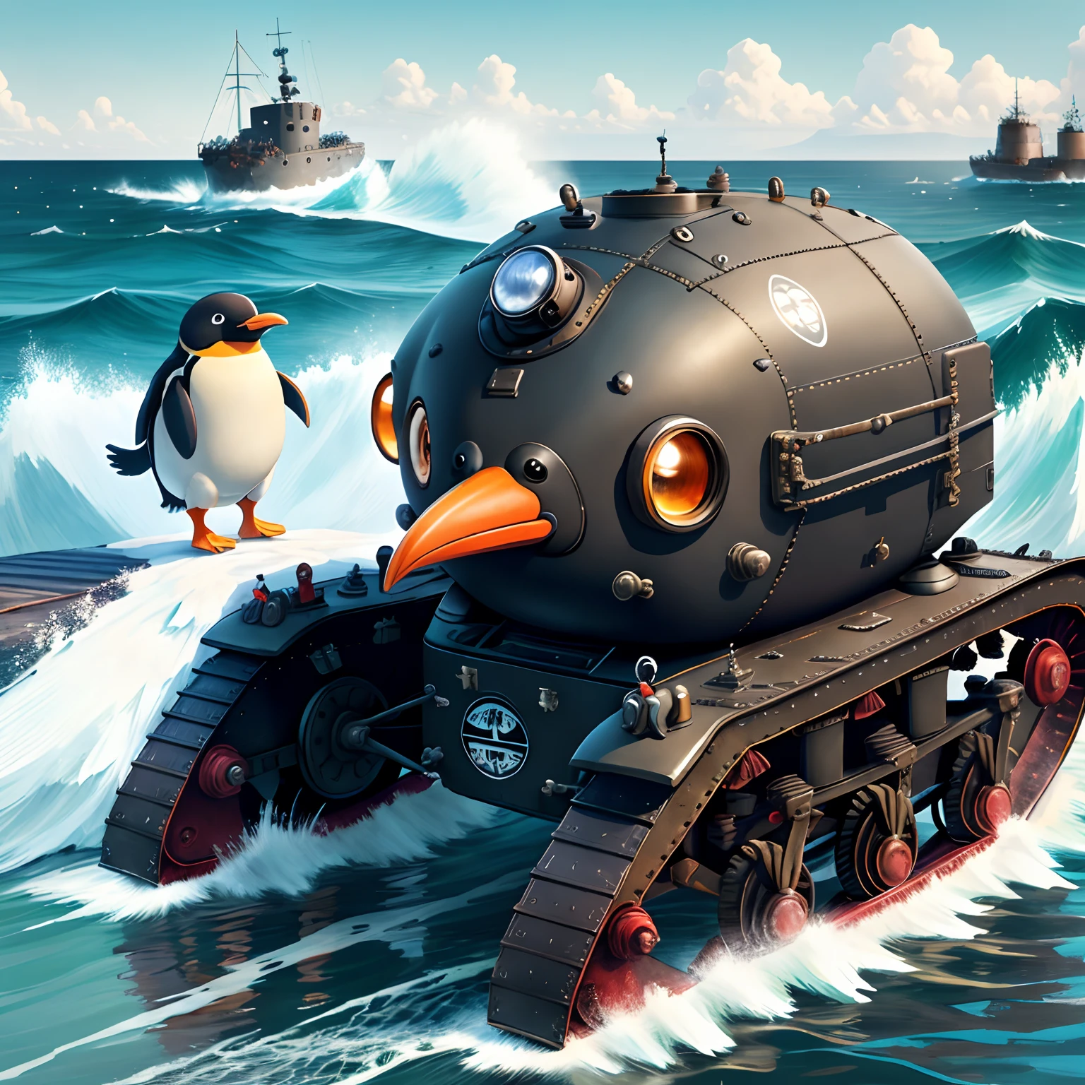 Steam fighting vehicle，Penguin soldiers，pinguin，the sea