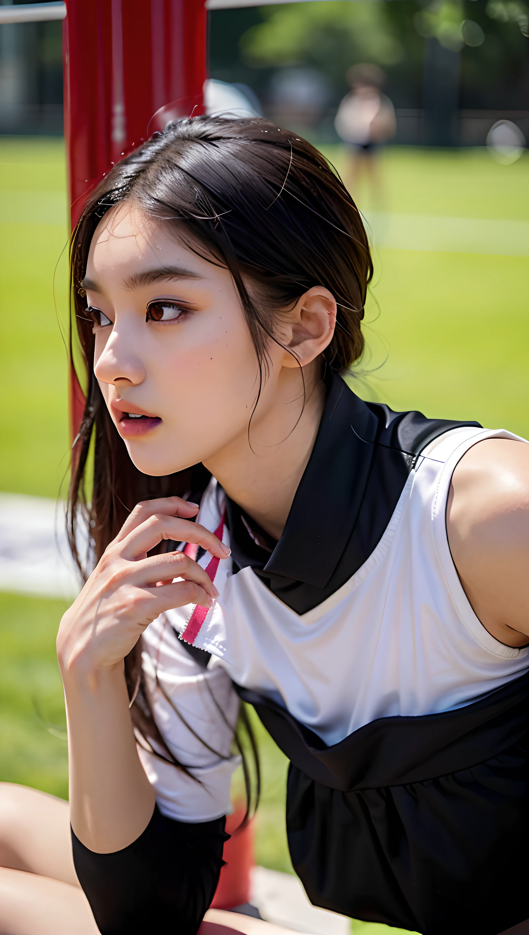, wearing a volleyball jersey, volleyball, 🤬 🤮 💕 🎀, 155 cm tall, 165 cm tall, sports clothing, serving body, shin min jeong, professional sports style, wenfei ye, profile pic, japanese model, captured on canon eos r 6 , close up