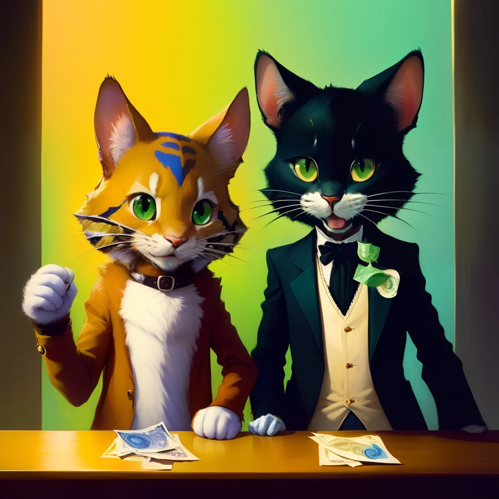 Tom and Jerry on the drip with a dollar in their hands