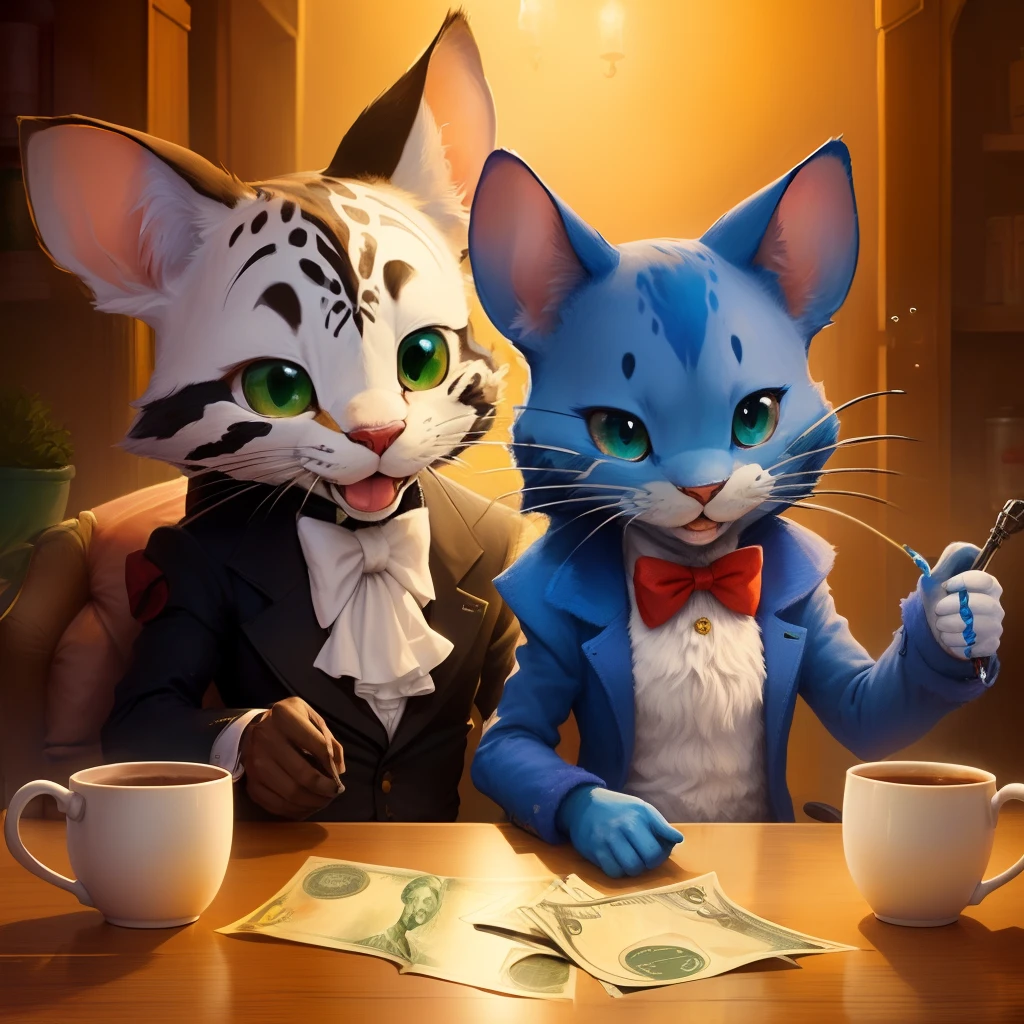 Tom and Jerry on the drip with a dollar in their hands