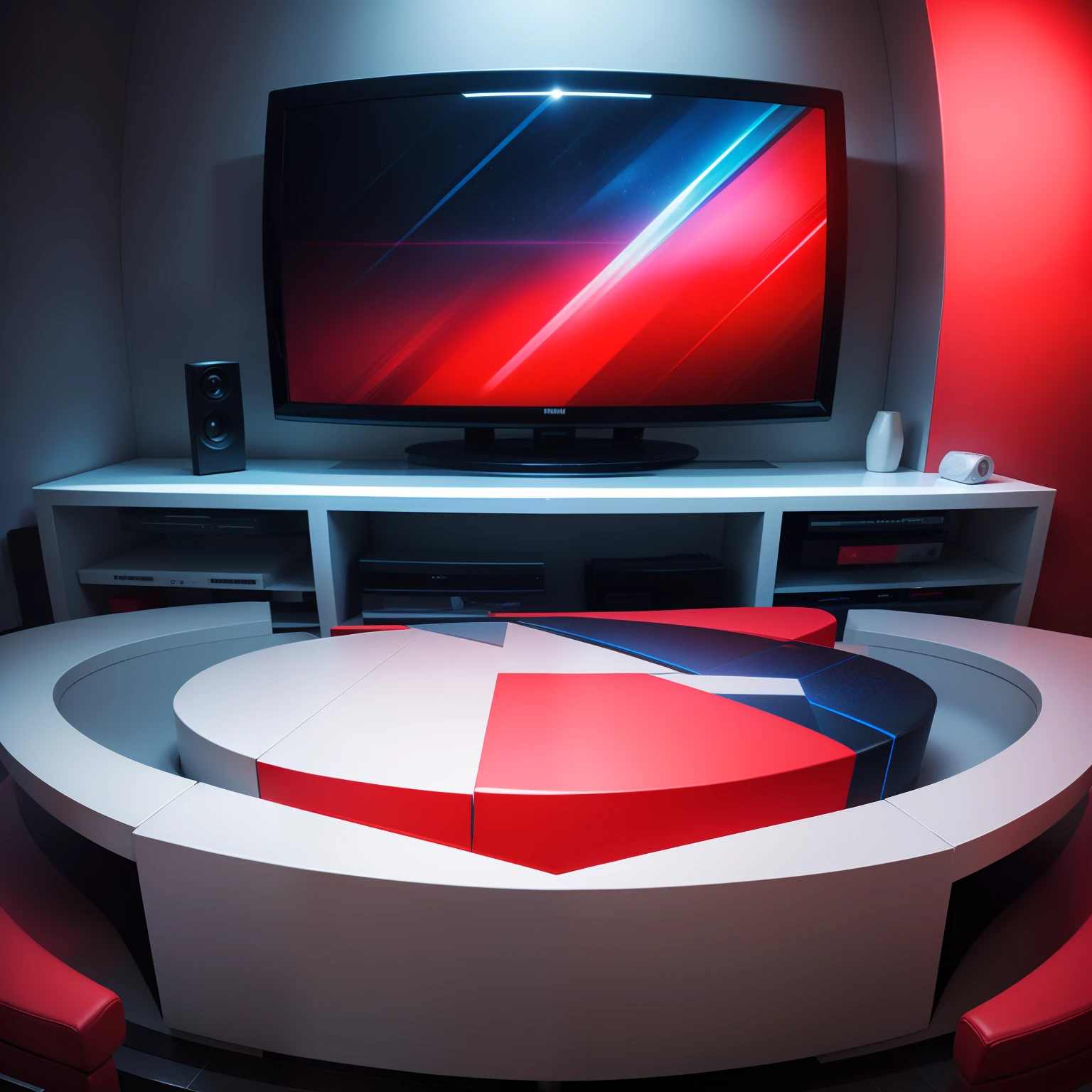 Logo escrito (FS TV PREMIUM), with background of movies and series color blue and red.