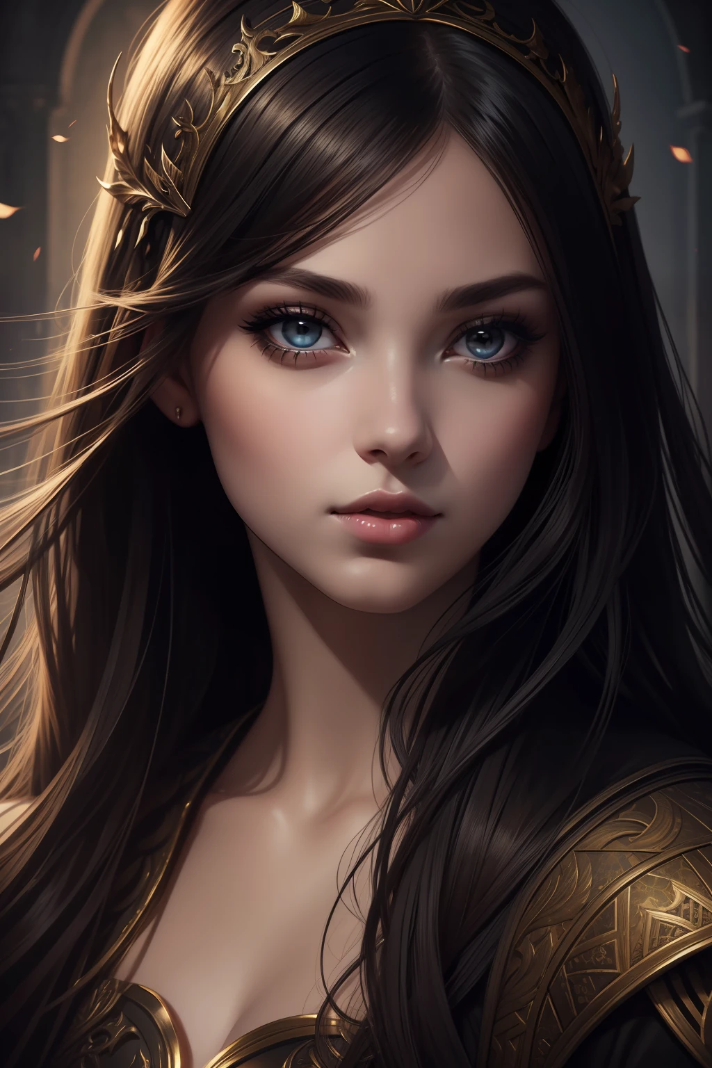 Dark fantasy, Girl portrait, picture of a beautiful woman, highly detailed beautiful face, beautiful look, freedom, soul, digital illustration