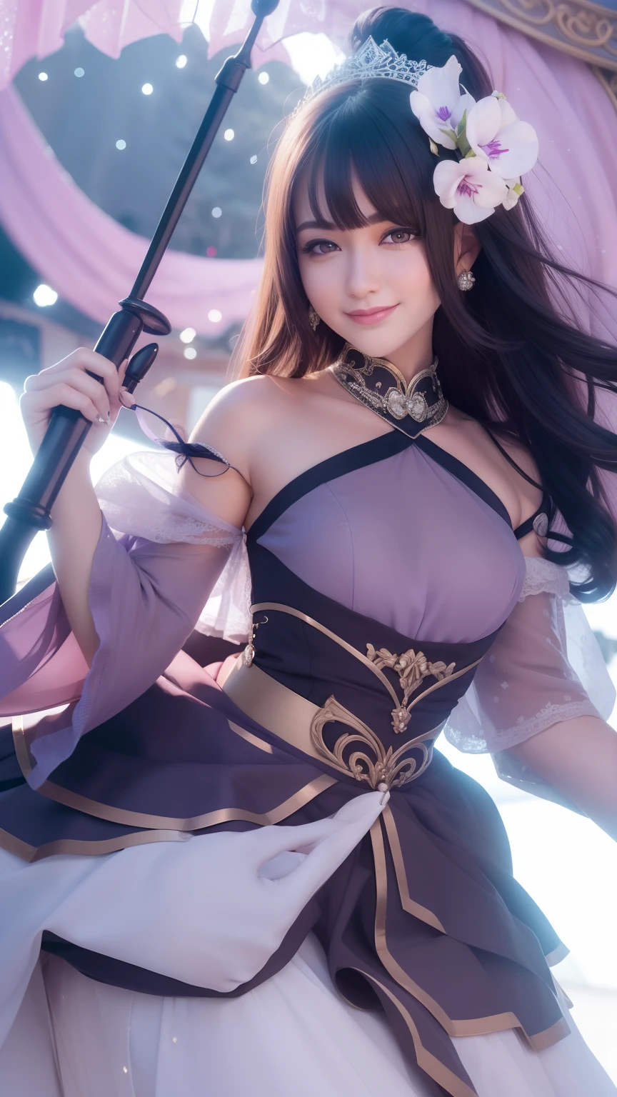 Smiled, closed mouth, Smiled Mouth, beauty face, extremely finger detail, etremely arm detail, purple eye, Beautifull