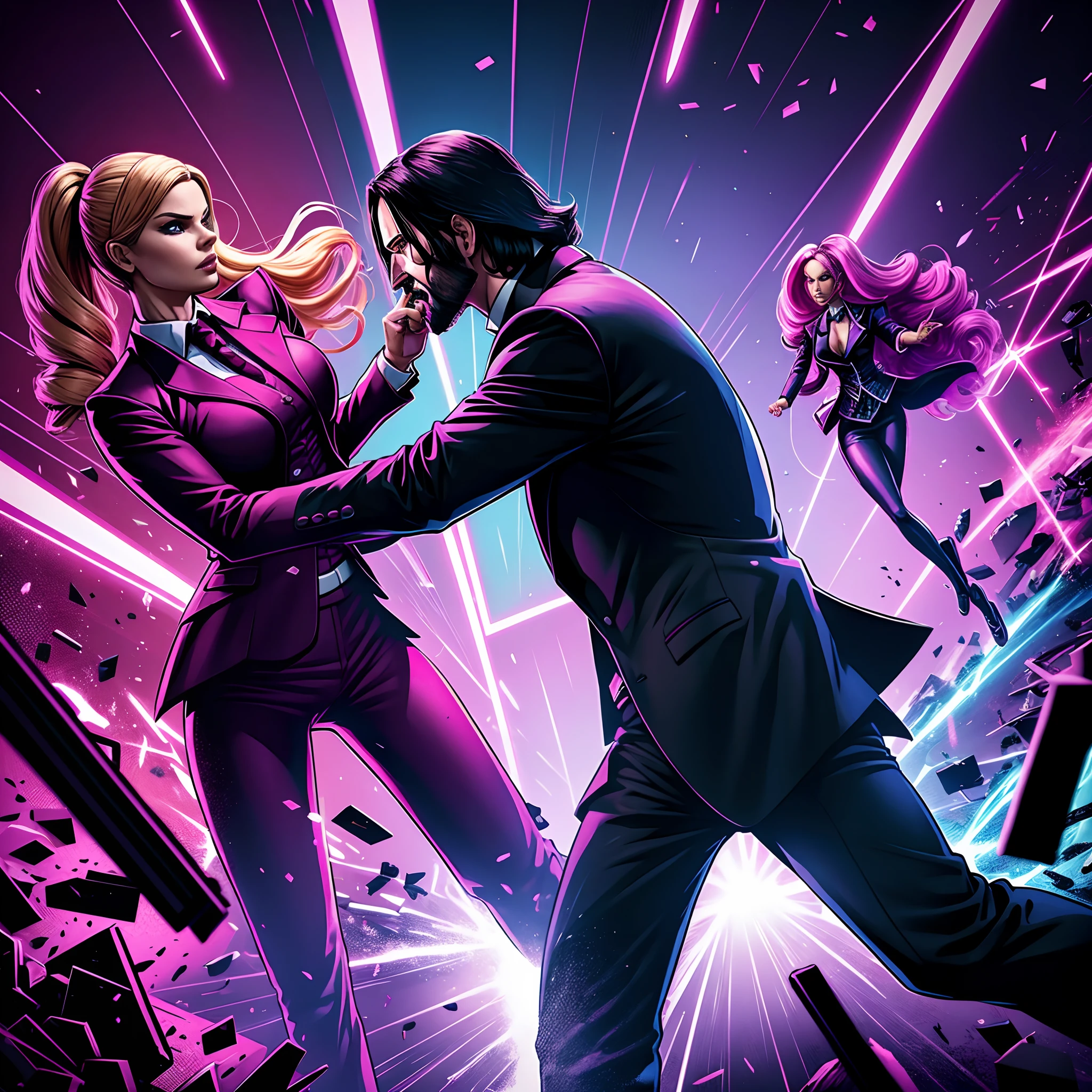john wick and barbie fighting side by side