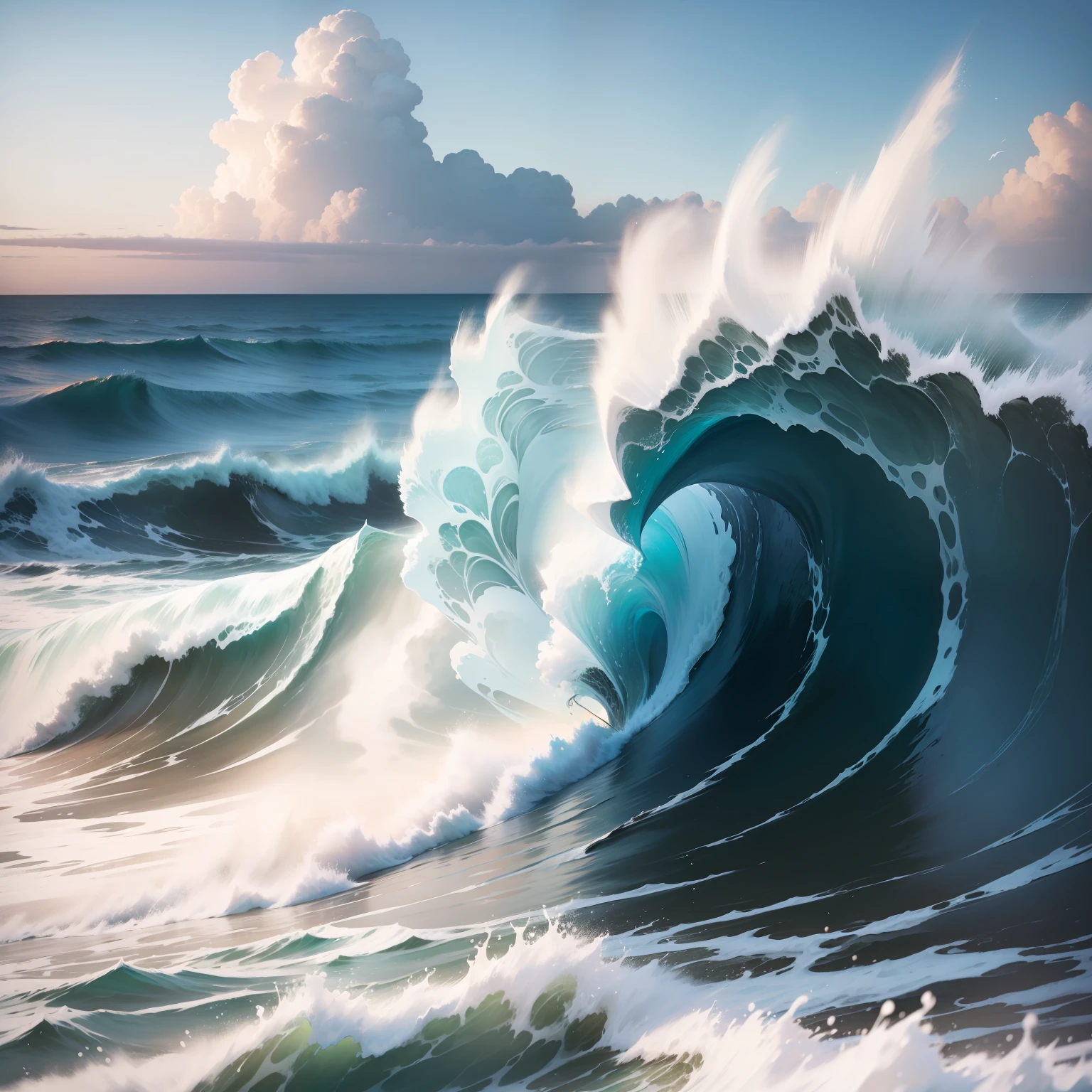 100 feet wave entering the beach