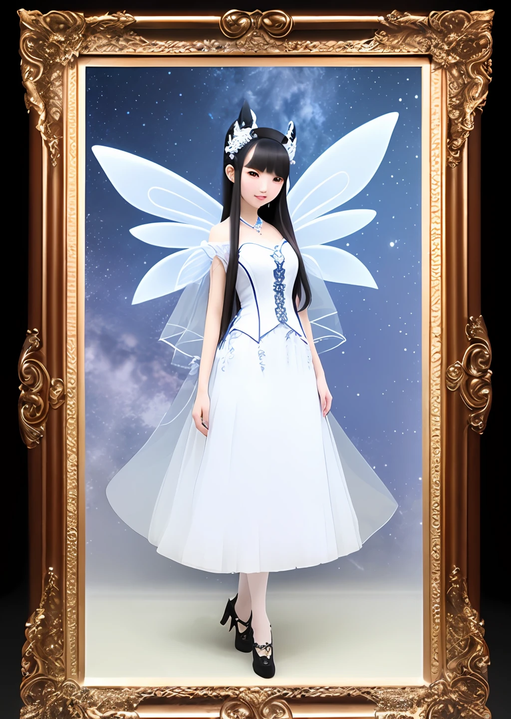 Lingbo fairy，Dressed in white，Fairy wind road bone，Veiled