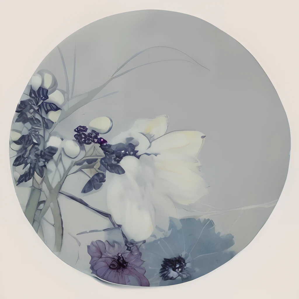Modern Gongbi,National style,Blue and white porcelain,florals,elegant,No characters