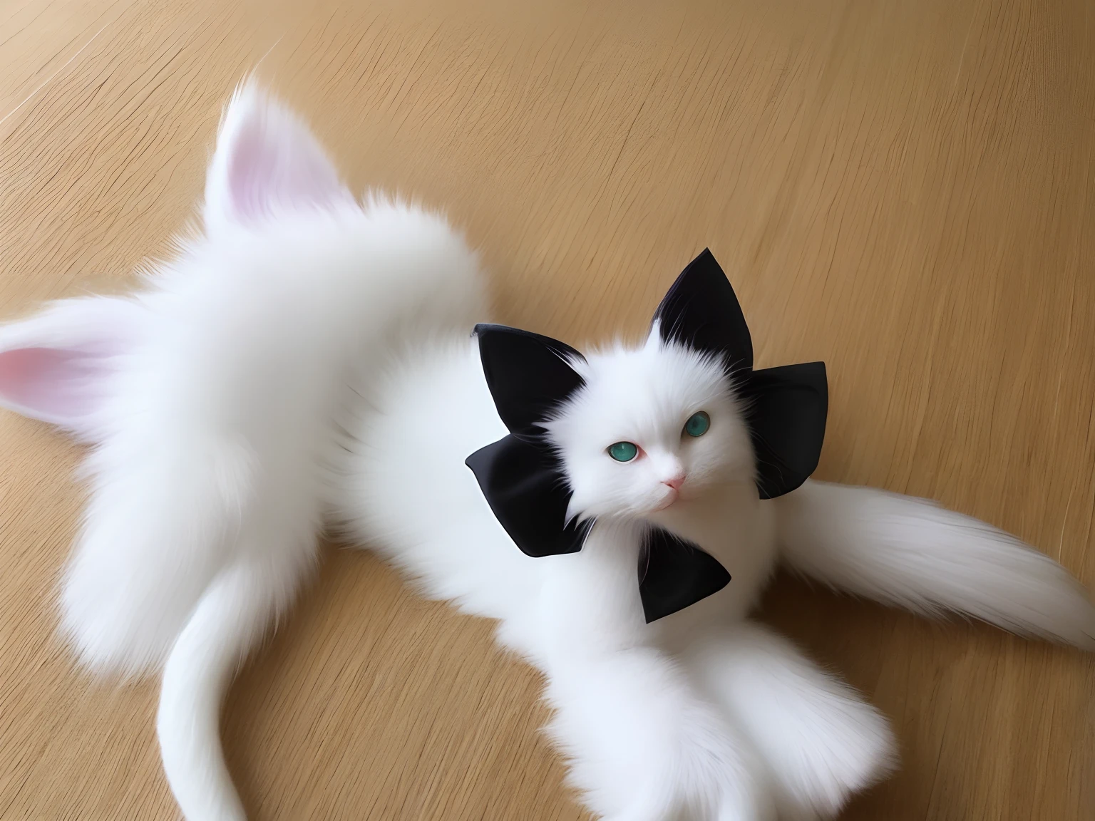 White fur loli white silk cat ear tail