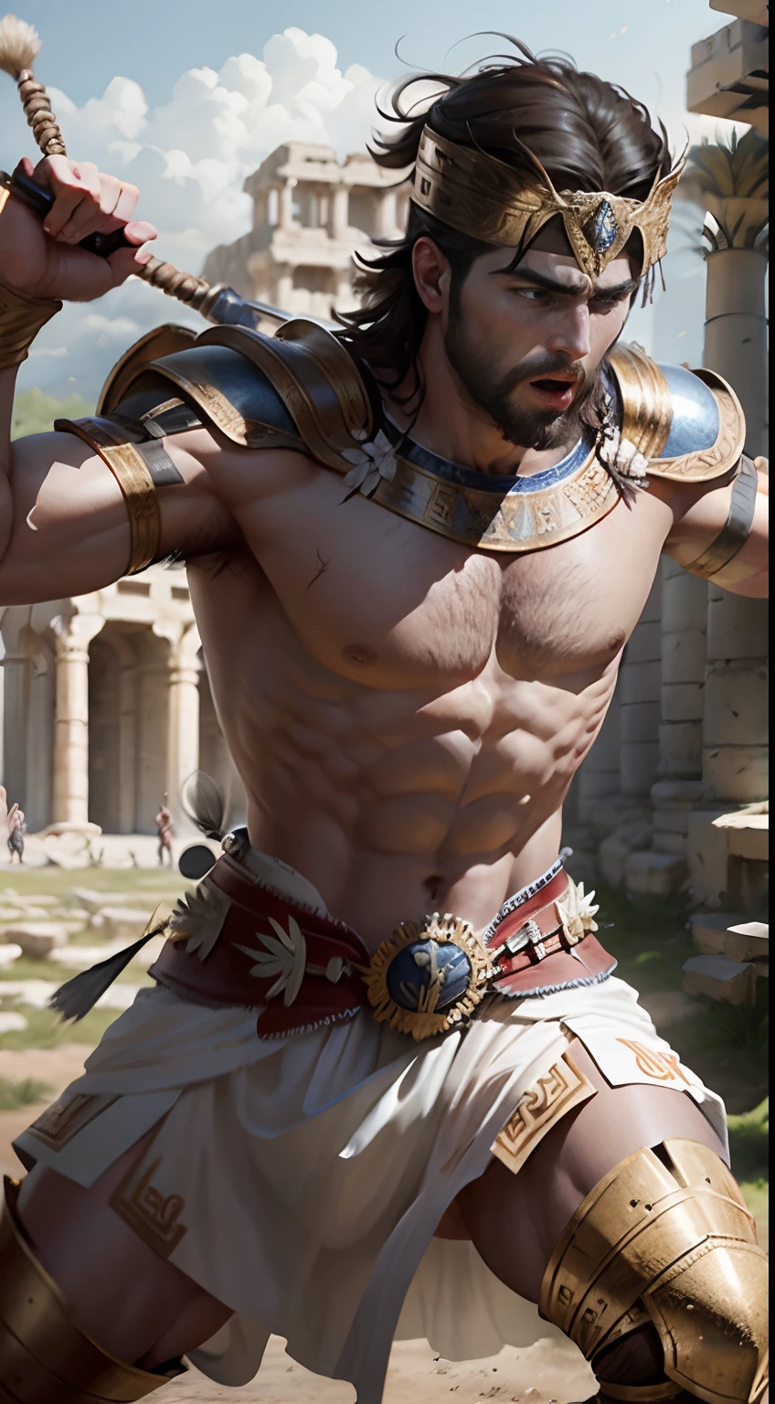 Greek Gladiator victorius in battle environnement ancient Rome great War hyper realistic super detailed Dynamic poses