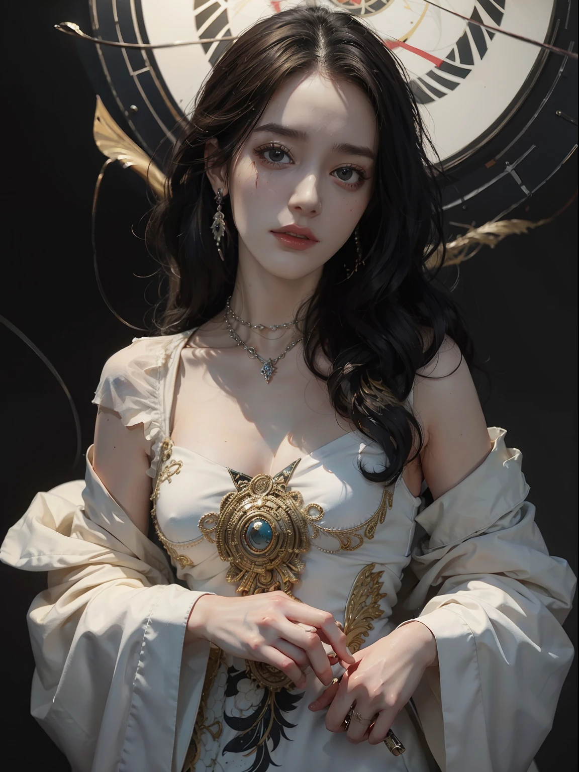 official art, unity 8k wallpaper, ultra detailed, beautiful and aesthetic, beautiful, masterpiece, best quality, (zentangle, mandala, tangle, entangle), dynamic angle, cowboyshot, the most beautiful form of chaos, elegant, a brutalist designed, vivid colours, romanticism, by james jean, roby dwi antono, ross tran, francis bacon, michal mraz, adrian ghenie, petra cortright, gerhard richter, takato yamamoto, ashley wood, atmospheric, enjoying a stream of music, where you can visualize the notes, ecstasy of musical notes, streaming musical notes visible