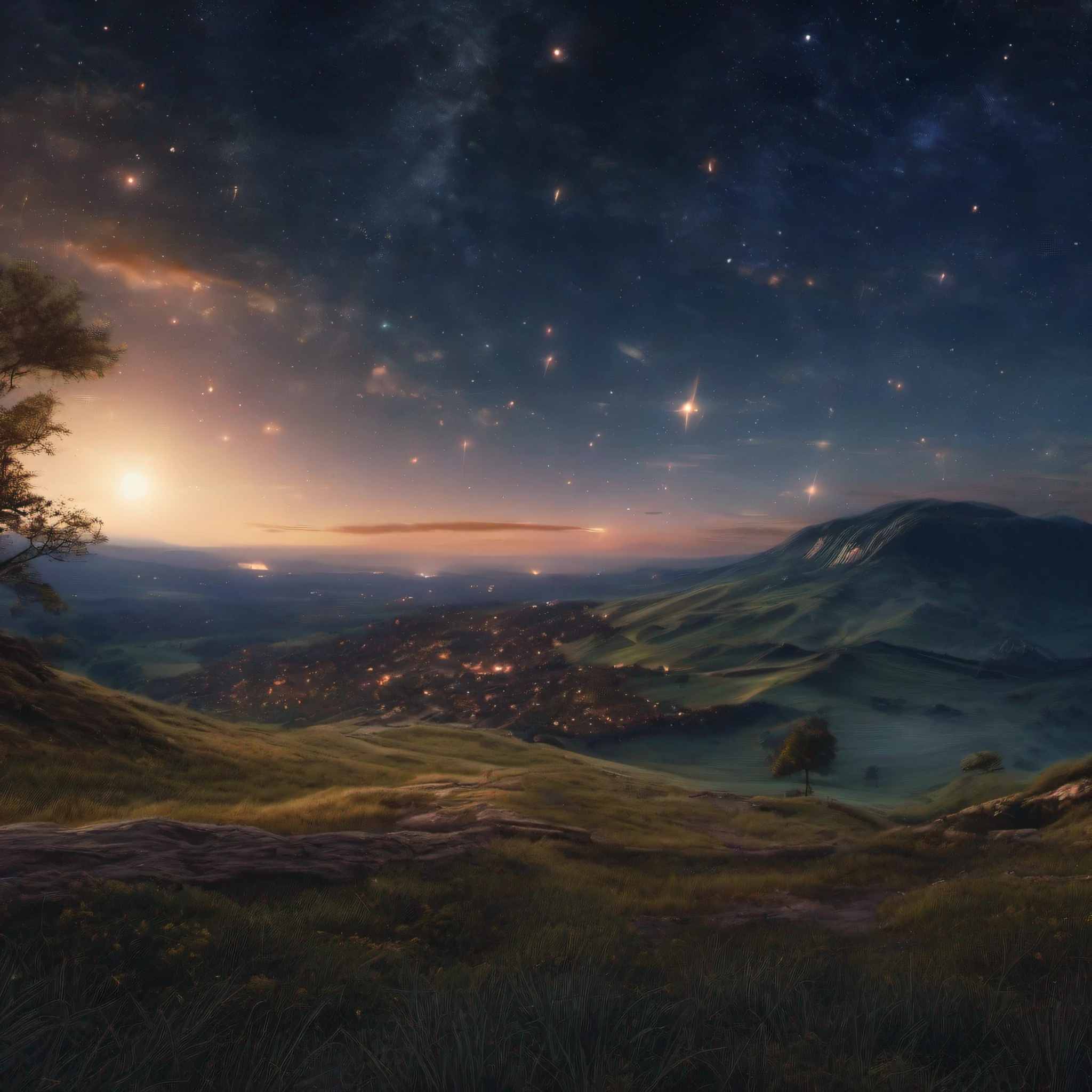 starry sky, many stars, landscape, realistic, 8k full HD,