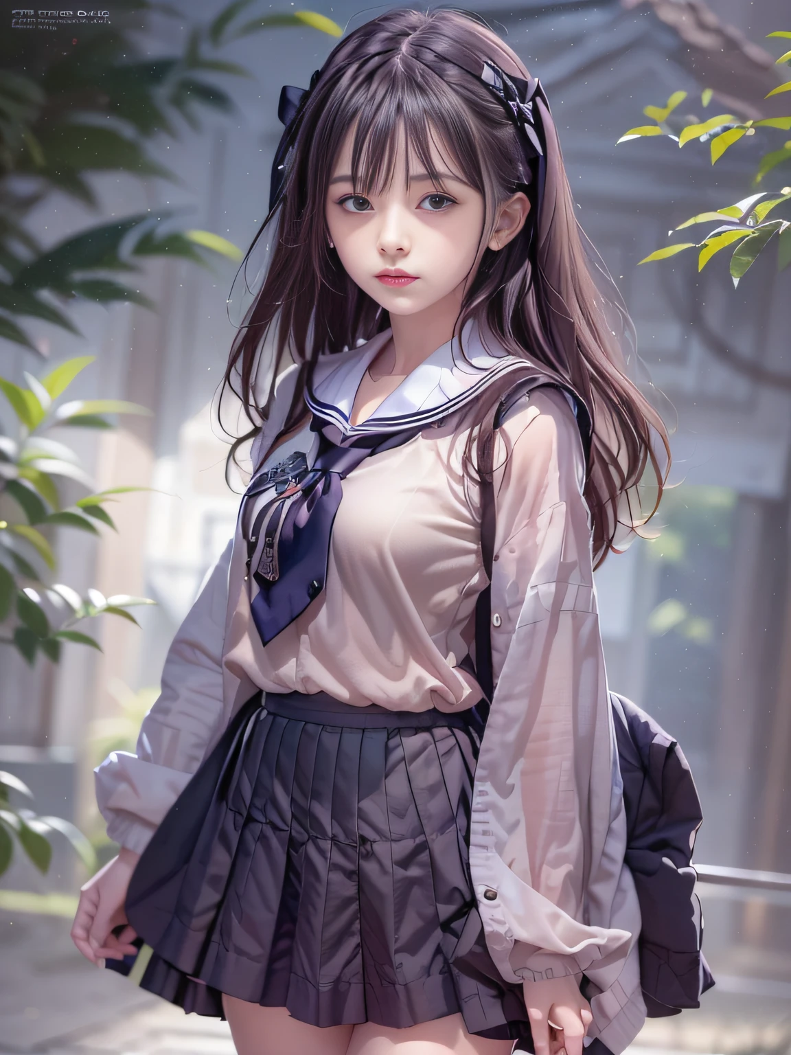 retinas, masutepiece, ccurate, Anatomically correct, Textured skin, Super Detail, high details, High quality, awardwinning, Best Quality, hight resolution, Close up of girl in 8k dress and shirt, loose coat collar sailor uniform, thin head,magical school student uniform, japanese girl school uniform, , Cute dress, katelynn mini cute style, dressed with long fluent clothes, School uniform, magic school uniform, black and white clothes, Stylish dress, school girl in gothic dress, Black Quick, Elegant clothes,((small tits,Thin leg,skinny thigh)),slim figure,extremely detailed eye and face、beatiful detailed eyes,Beautiful skins,finely detail、Very smooth hair，detailed hairs，Ultra-fine hair，Young shiny hair，(Knee-length skirt:1.7),((skirt rift:1.6)),1girl in,small tits,Thin leg,独奏,Wearing underwear,Smaller face,realistic facial expression,(Face to feel:1.6),Enchanted,Nasty look,(o-face:1.4),Functional,milky skin,Soft lips,Raw photo,Expression in love,Shyness,Longing for love,Sex appeal in girls,The smell of sex appeal,Color makeup，Lowered eyebrows、Whitening effect，Soft lighting，Backgrounds suitable for students，