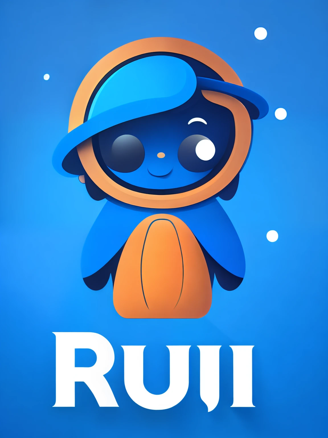 ruri，Blue，Logo design，rzminjourney，vectorial art，stickfigure，illustration