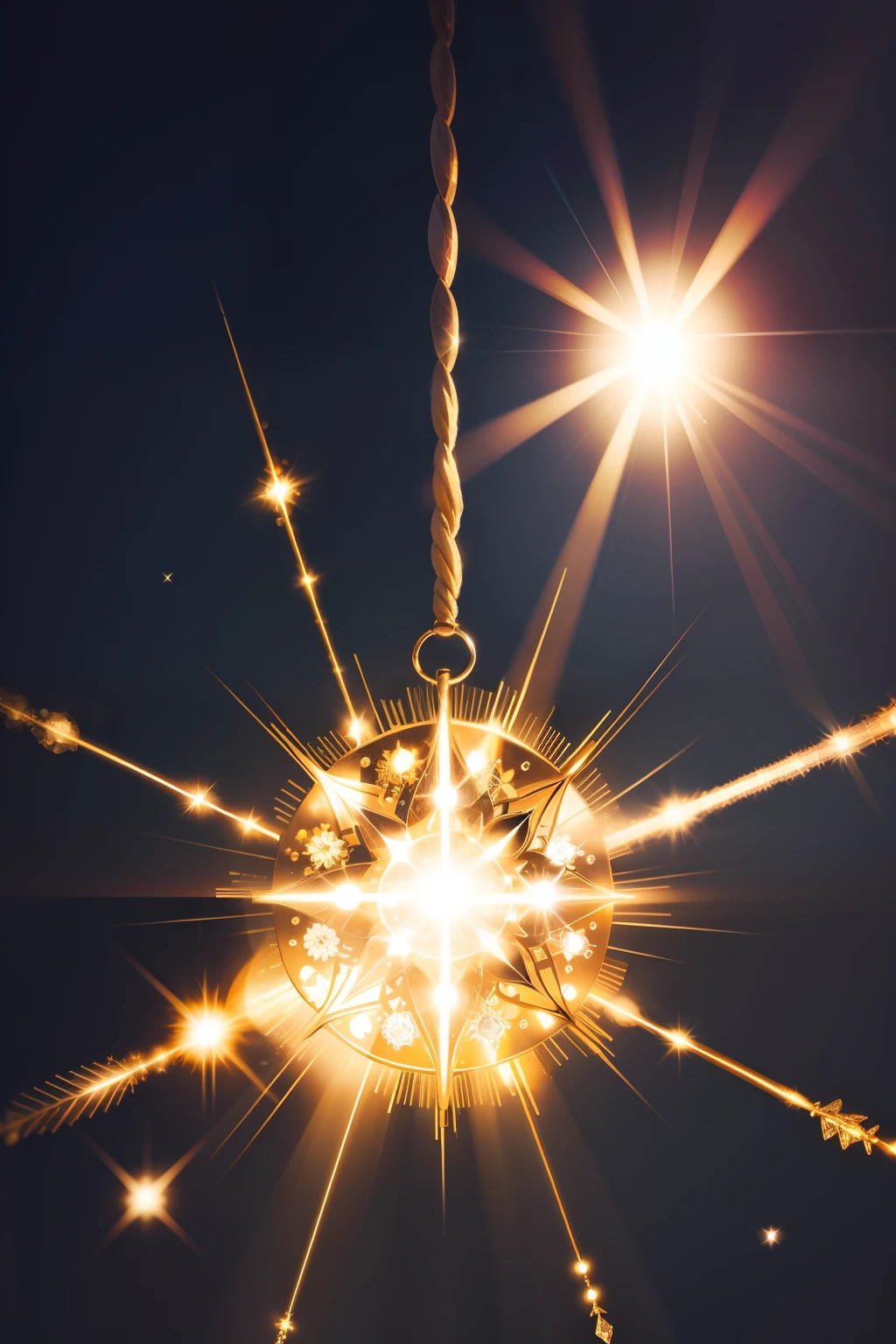 sun catcher with light lines, diamonds, and crystals”