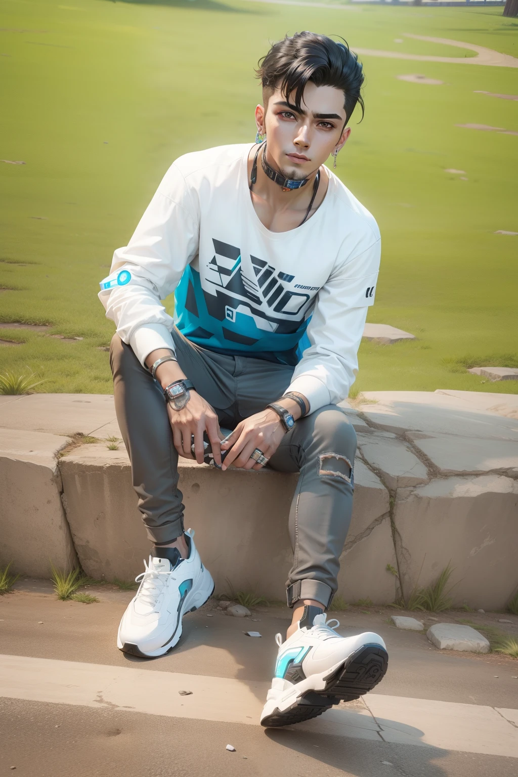 Background change cyberpunk handsome boy ultra realistic face 8k