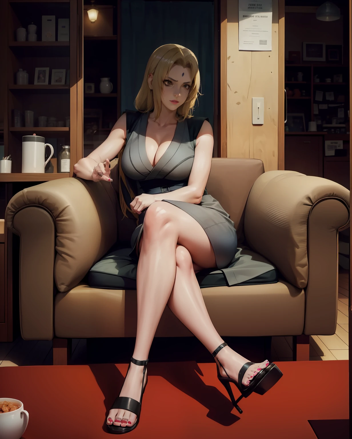 araffe sitting on a chair with her legs crossed, 30 years old woman, 3 0 years old woman, she is about 2 , she is about 2 0 years old, she is about 20 years old, she is about 30 years old, she is about 3 0 years old, 18 years old, attractive girl, yellow hair