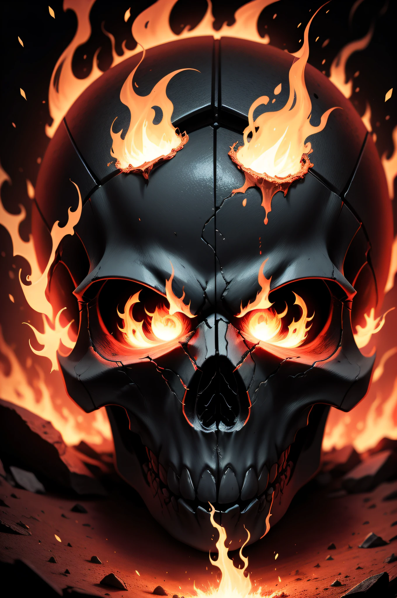 Skull on fire, imagem sem fundo, dark